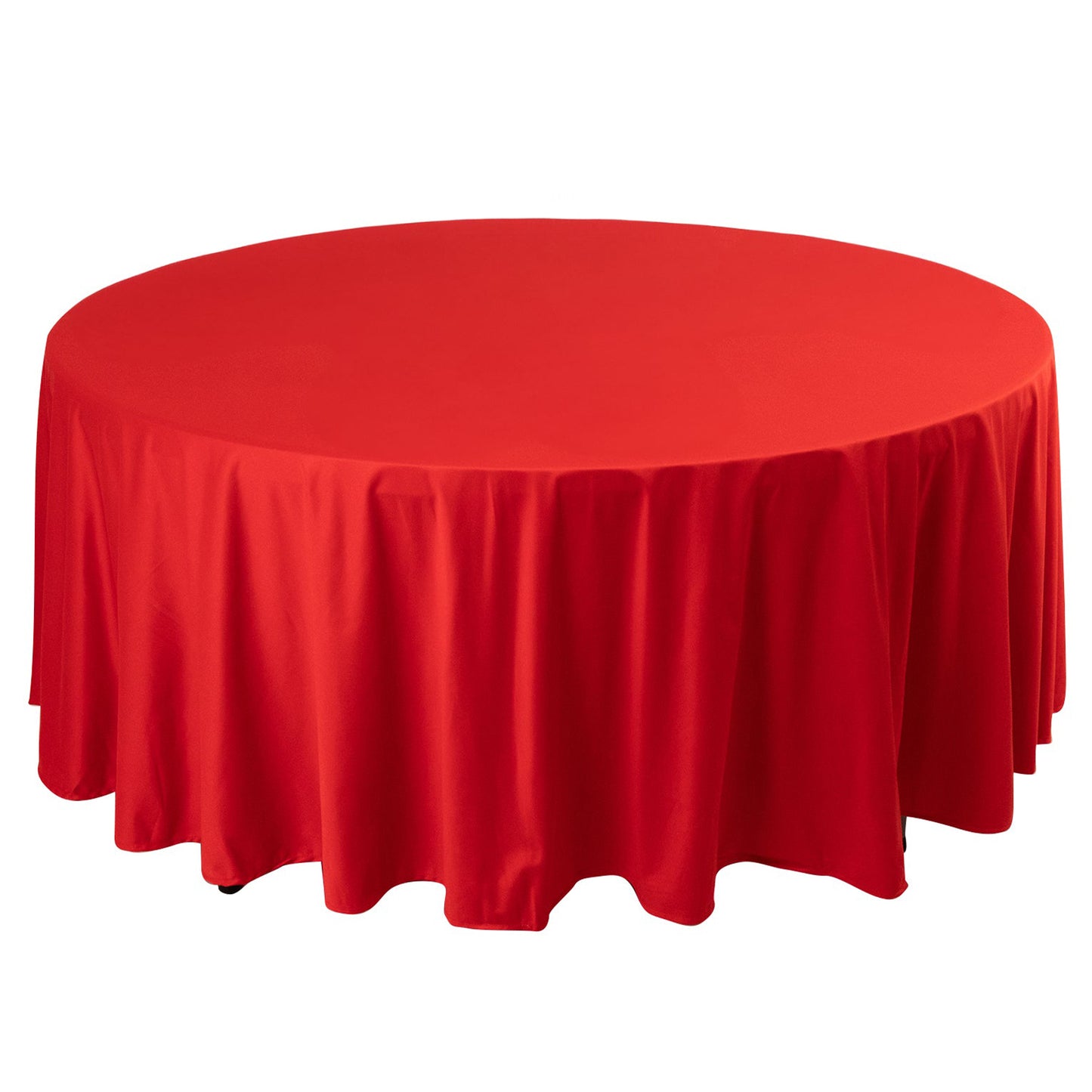 108" Red Premium Scuba Round Tablecloth, Wrinkle Free Polyester Tablecloth