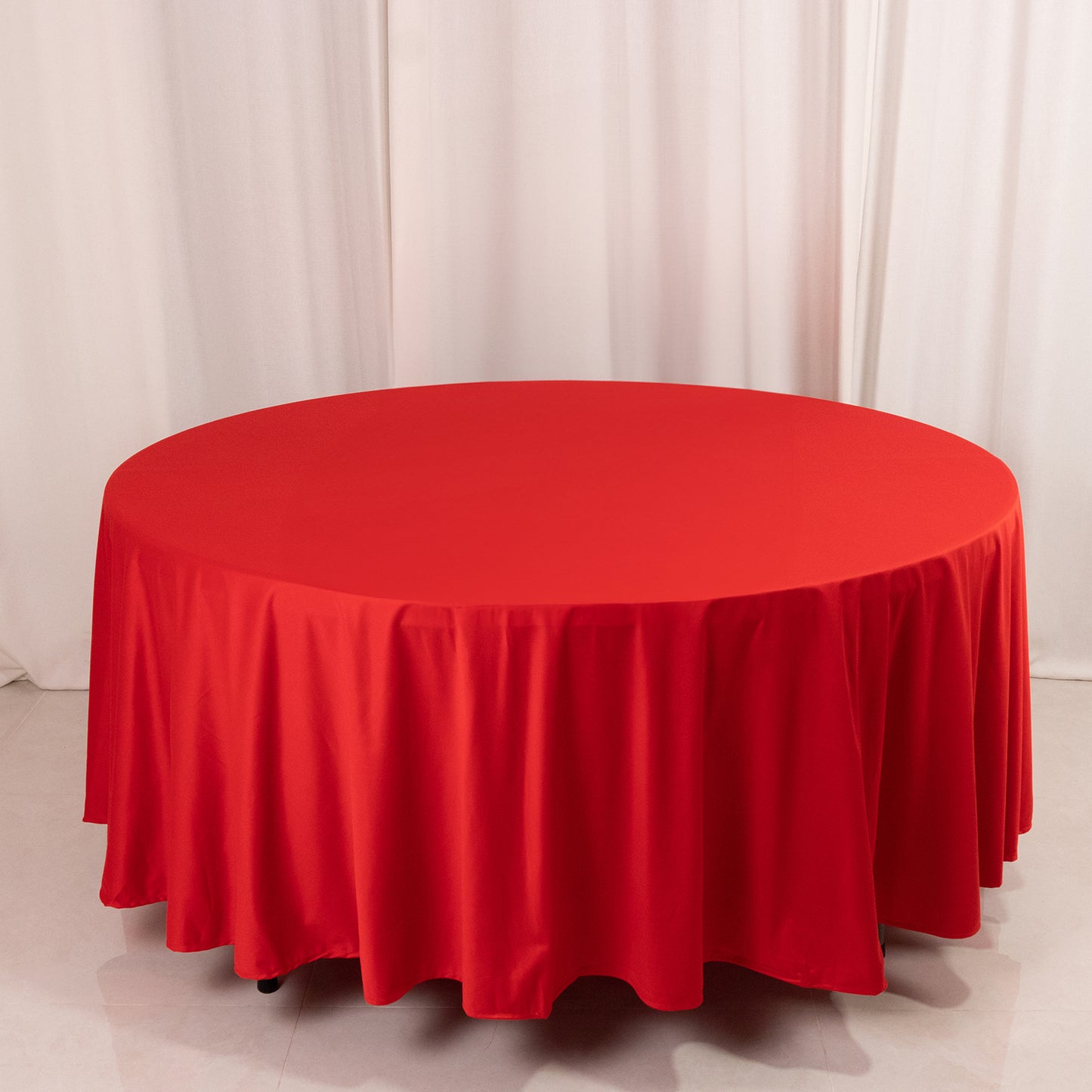 108" Red Premium Scuba Round Tablecloth, Wrinkle Free Polyester Tablecloth