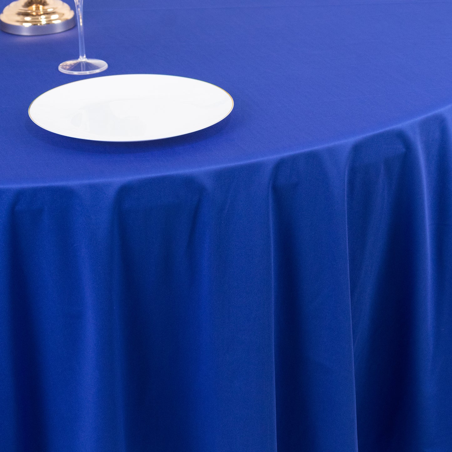 108" Royal Blue Scuba Round Tablecloth, Wrinkle Free Polyester Tablecloth