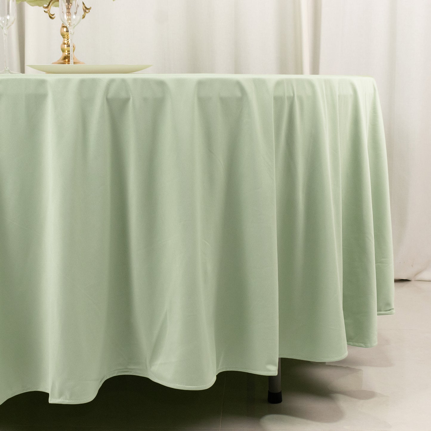 108" Sage Green Scuba Round Tablecloth, Wrinkle Free Polyester Tablecloth
