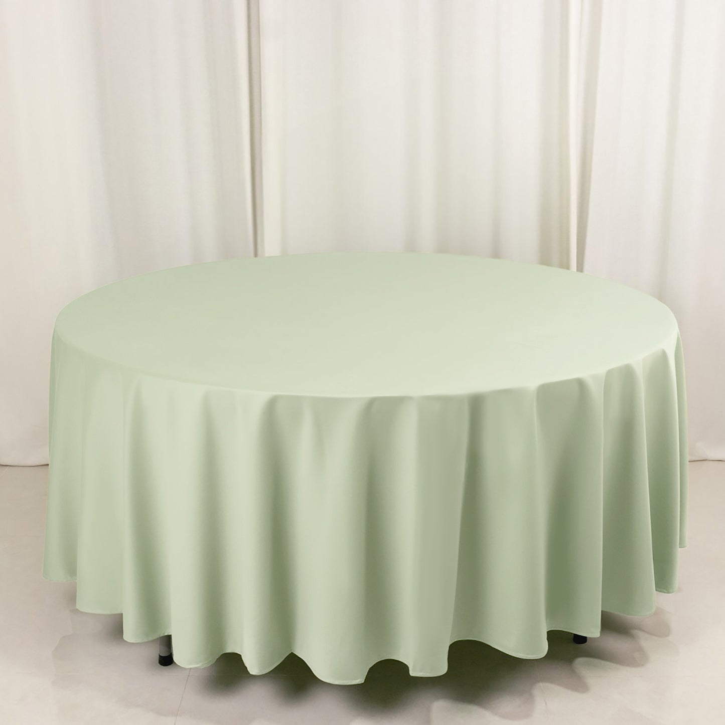 108" Sage Green Scuba Round Tablecloth, Wrinkle Free Polyester Tablecloth