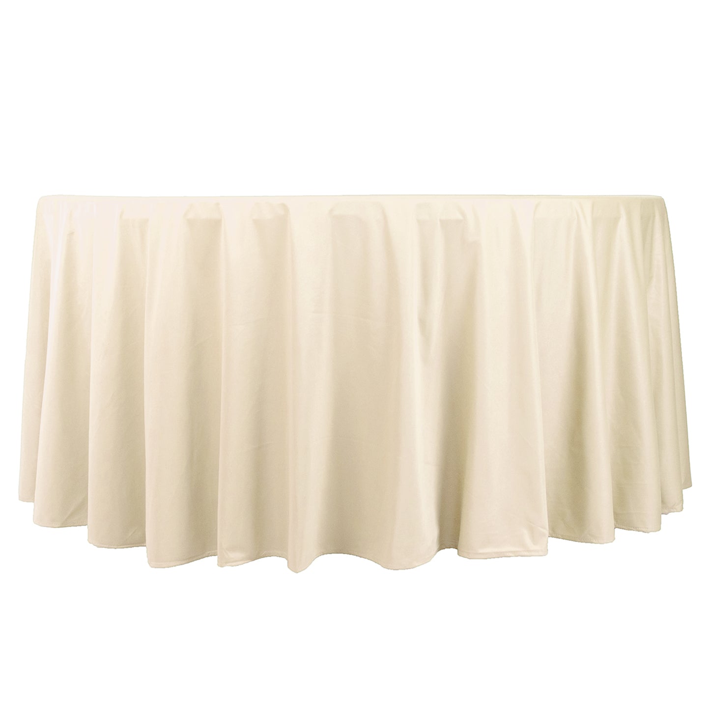120" Beige Scuba Wrinkle Free Round Tablecloth, Seamless Scuba Polyester Tablecloth