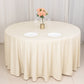 120" Beige Scuba Wrinkle Free Round Tablecloth, Seamless Scuba Polyester Tablecloth