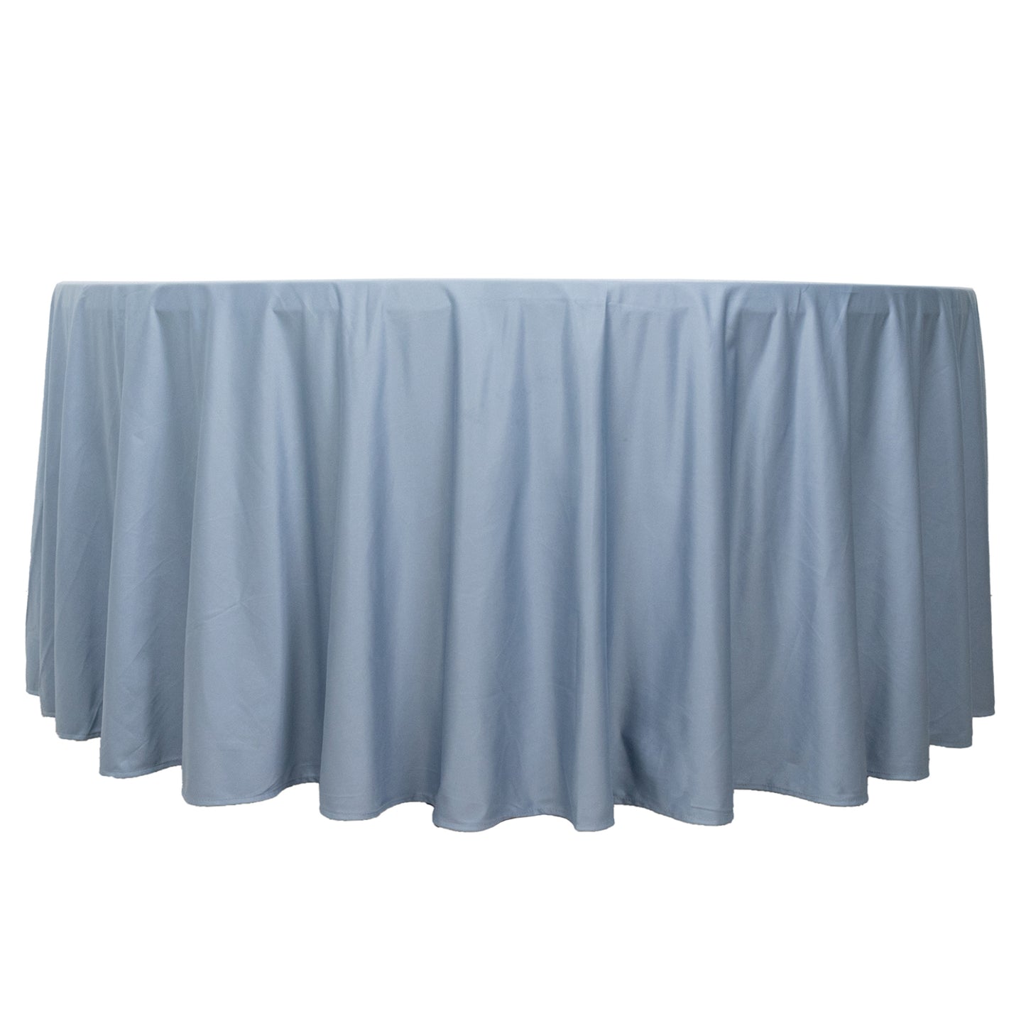 120" Dusty Blue Premium Scuba Wrinkle Free Round Tablecloth, Seamless Scuba Polyester Tablecloth