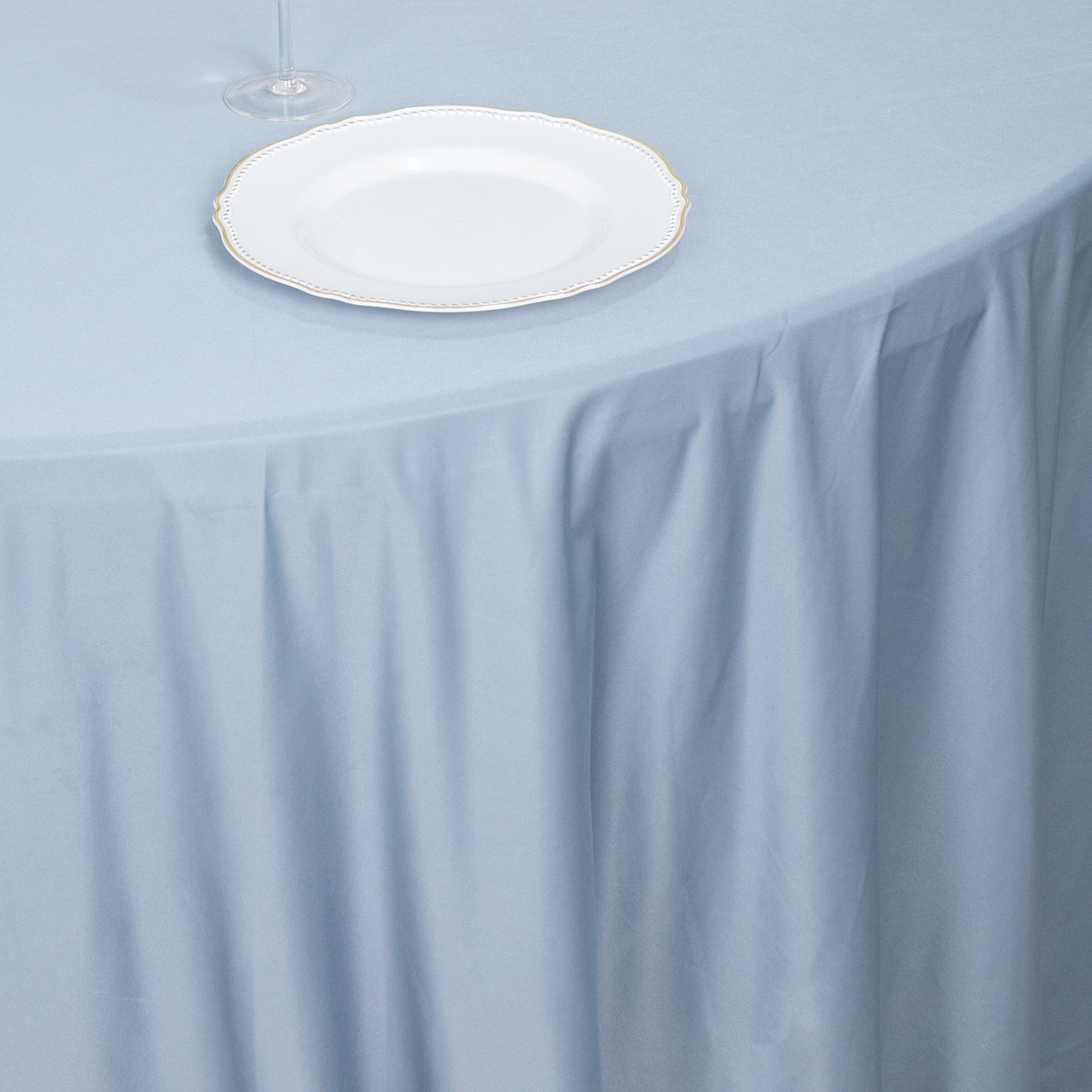 120" Dusty Blue Premium Scuba Wrinkle Free Round Tablecloth, Seamless Scuba Polyester Tablecloth