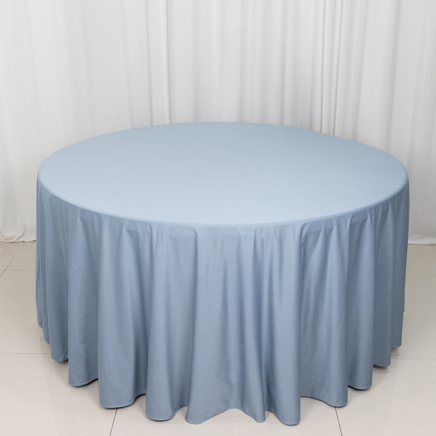 120" Dusty Blue Premium Scuba Wrinkle Free Round Tablecloth, Seamless Scuba Polyester Tablecloth