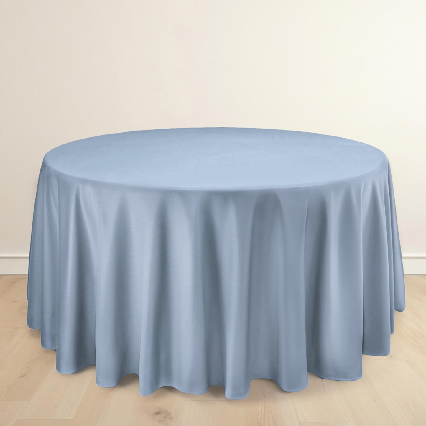 120" Dusty Blue Scuba Wrinkle Free Round Tablecloth, Seamless Scuba Polyester Tablecloth