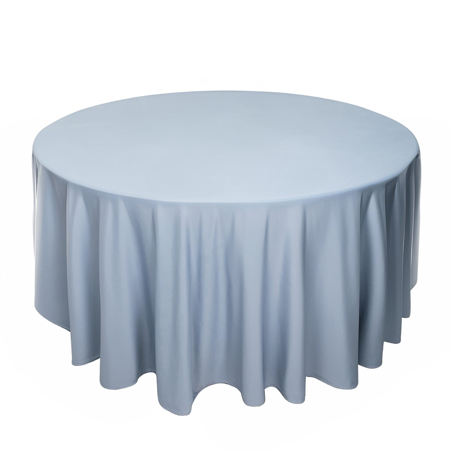 120" Dusty Blue Scuba Wrinkle Free Round Tablecloth, Seamless Scuba Polyester Tablecloth