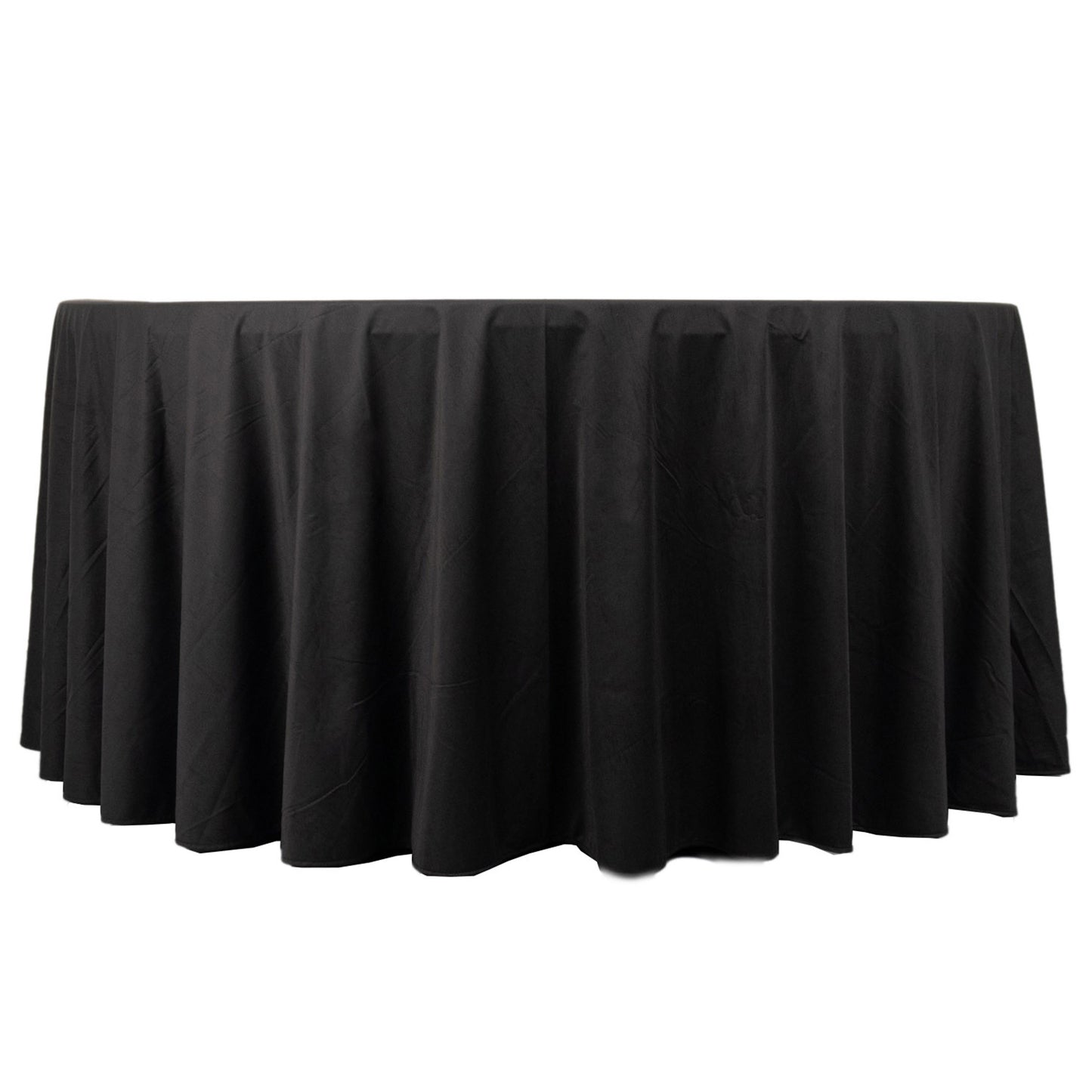 120" Black Scuba Wrinkle Free Round Tablecloth, Seamless Scuba Polyester Tablecloth