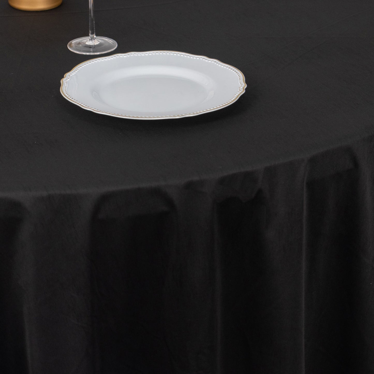 120" Black Scuba Wrinkle Free Round Tablecloth, Seamless Scuba Polyester Tablecloth