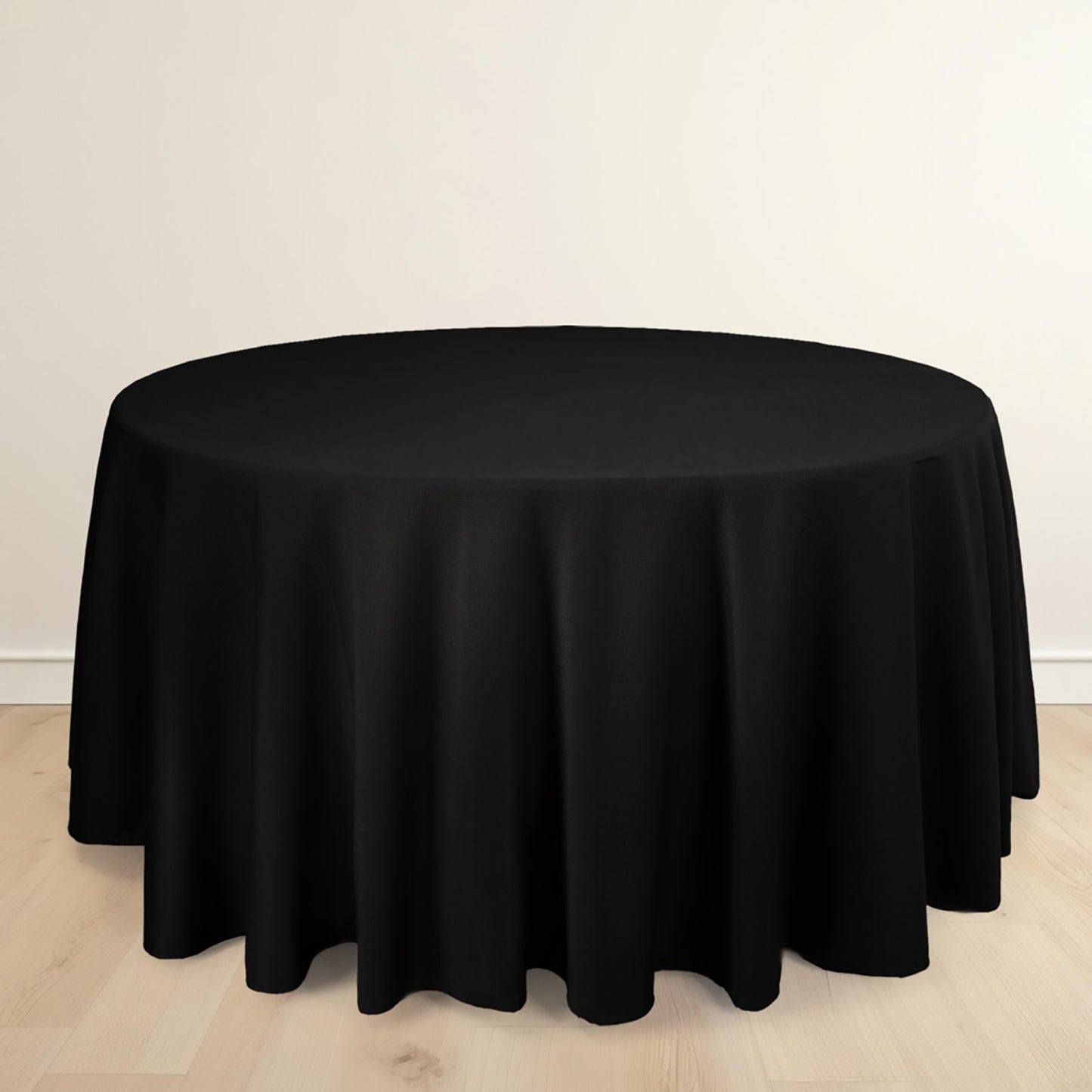 120" Black Scuba Wrinkle Free Round Tablecloth, Seamless Scuba Polyester Tablecloth