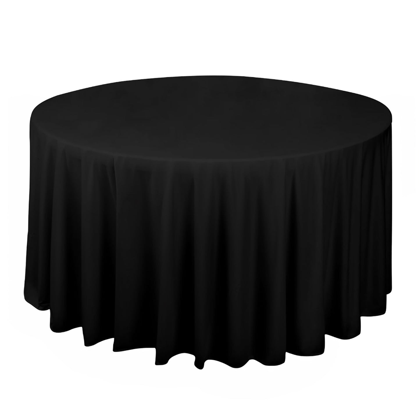 120" Black Scuba Wrinkle Free Round Tablecloth, Seamless Scuba Polyester Tablecloth