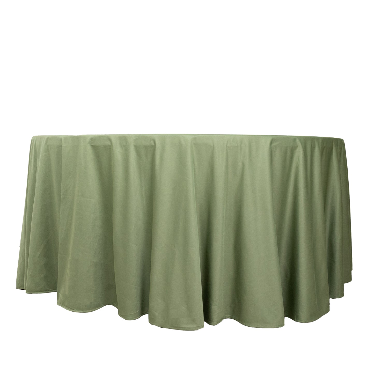 120" Dusty Sage Green Premium Scuba Wrinkle Free Round Tablecloth, Seamless Scuba Polyester Tablecloth