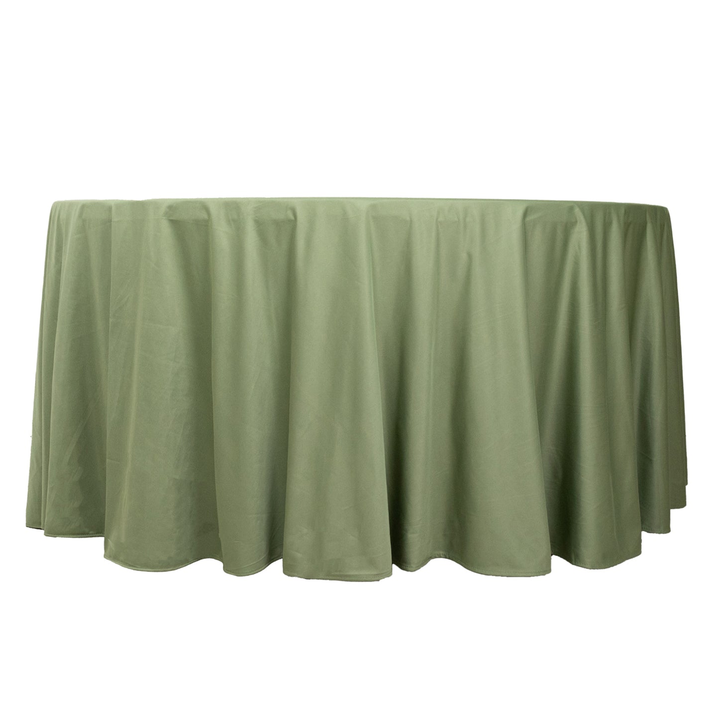 120" Dusty Sage Green Premium Scuba Wrinkle Free Round Tablecloth, Seamless Scuba Polyester Tablecloth