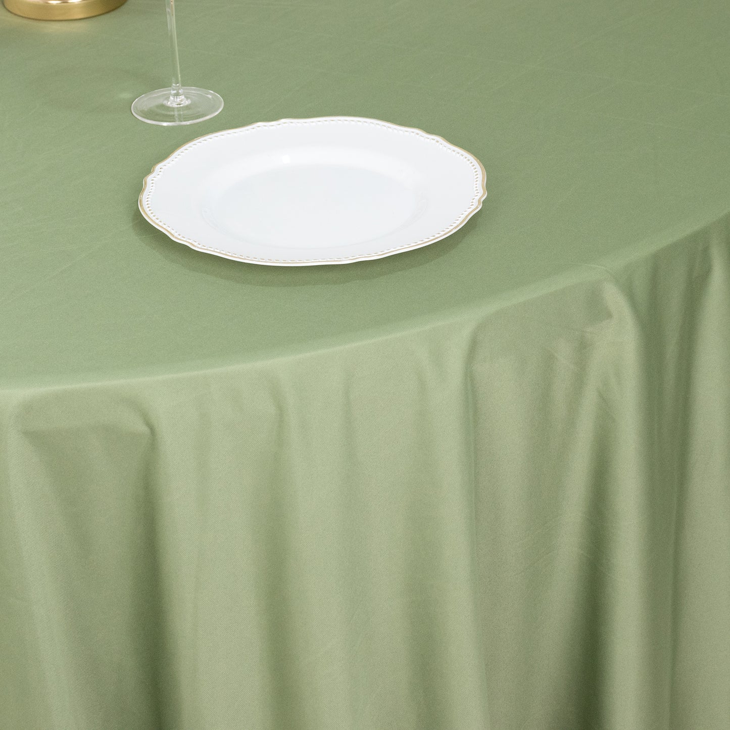 120" Dusty Sage Green Premium Scuba Wrinkle Free Round Tablecloth, Seamless Scuba Polyester Tablecloth