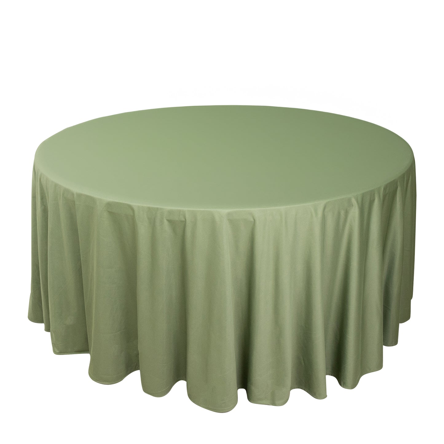 120" Dusty Sage Green Premium Scuba Wrinkle Free Round Tablecloth, Seamless Scuba Polyester Tablecloth