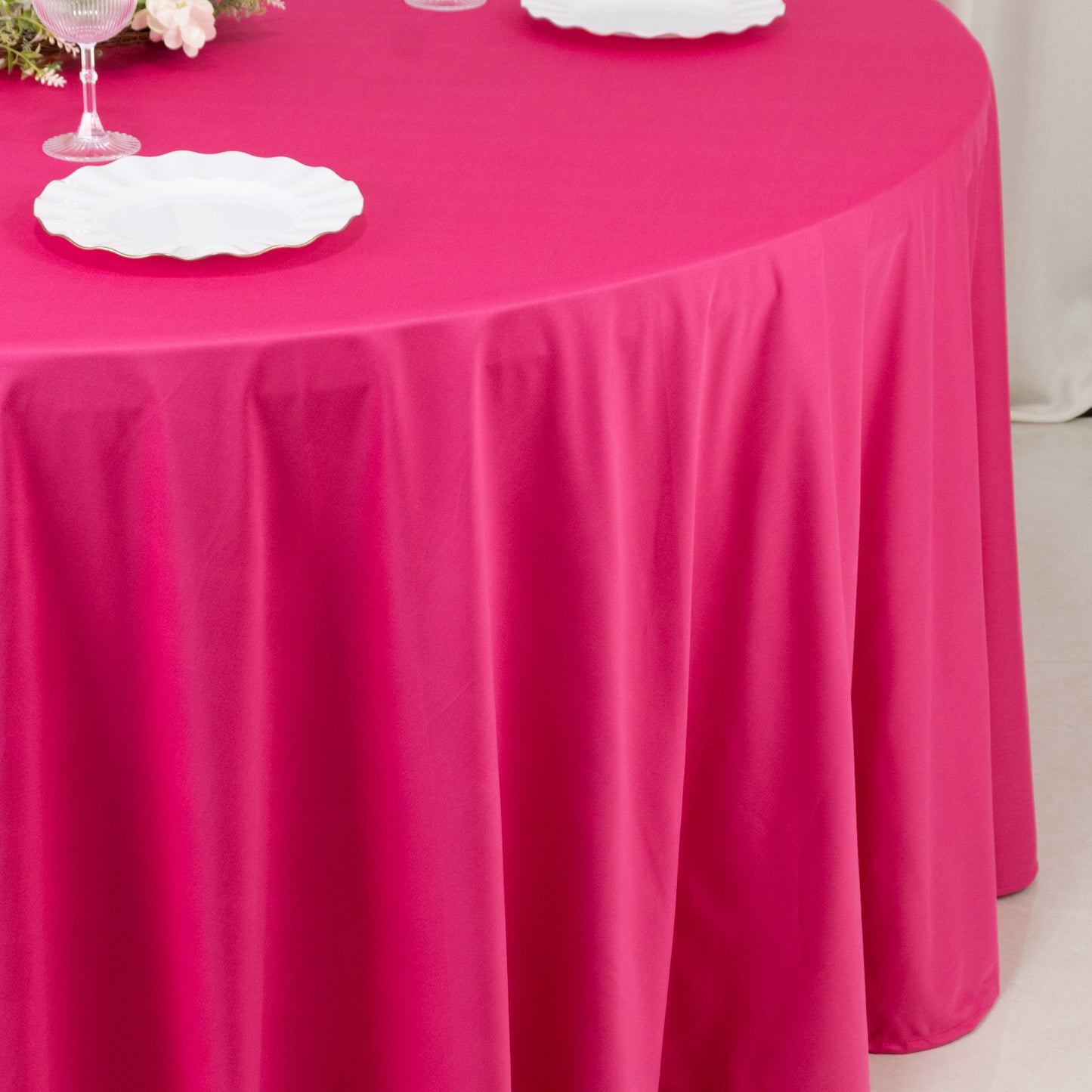 Scuba Round 120" Tablecloth Fuchsia - Wrinkle Free & Stain Resistant Seamless Table Cover