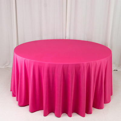 Fuchsia Scuba Round Tablecloth with Seamless Wrinkle-Free Finish