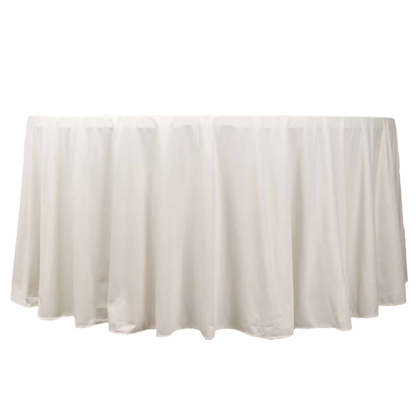 120" Ivory Scuba Wrinkle Free Round Tablecloth, Seamless Scuba Polyester Tablecloth