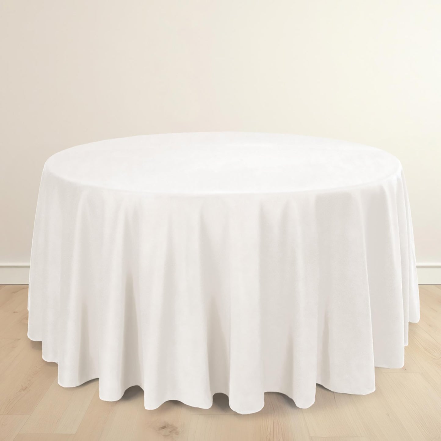 120" Ivory Scuba Wrinkle Free Round Tablecloth, Seamless Scuba Polyester Tablecloth