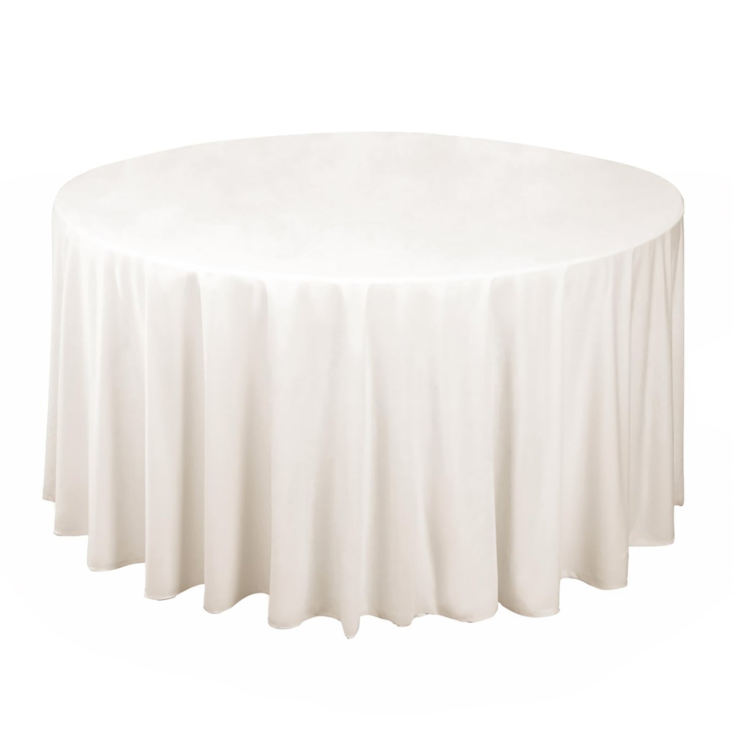 120" Ivory Scuba Wrinkle Free Round Tablecloth, Seamless Scuba Polyester Tablecloth