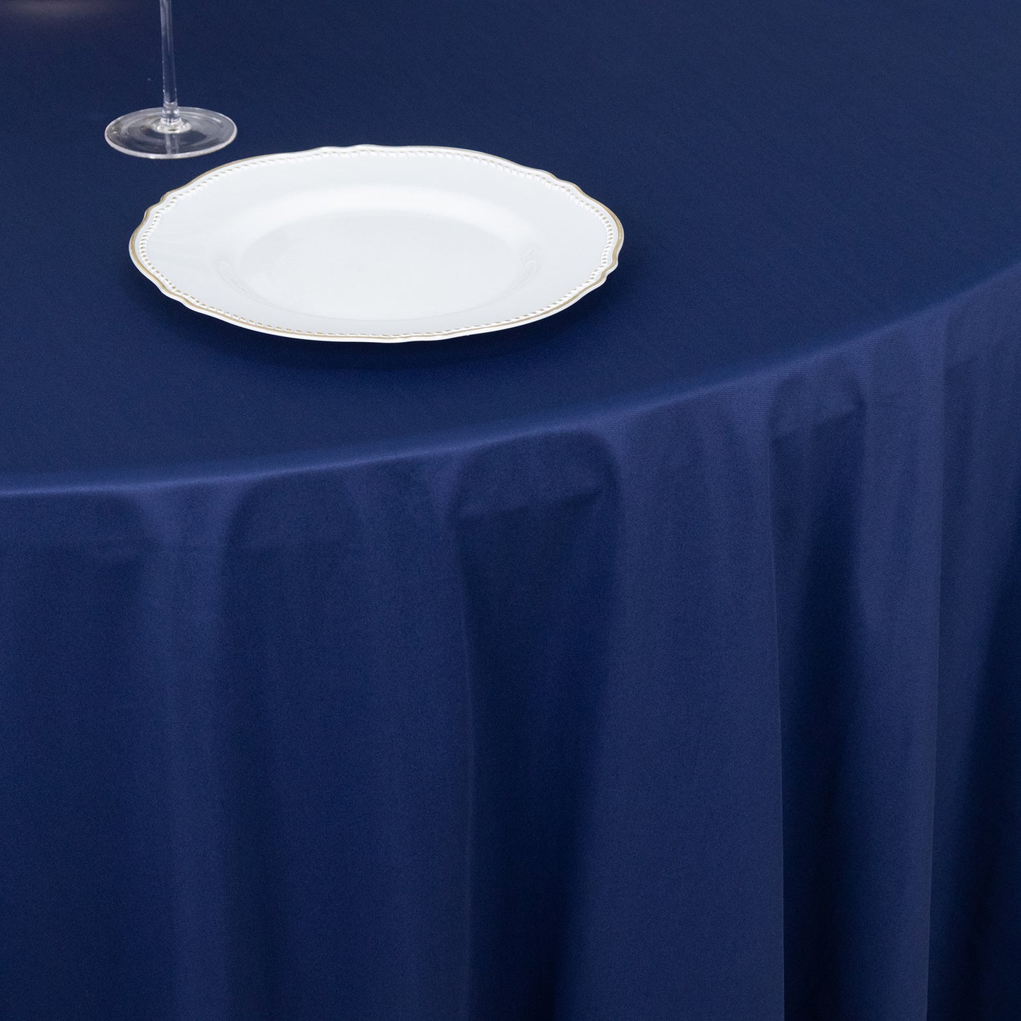 120" Navy Blue Premium Scuba Wrinkle Free Round Tablecloth, Seamless Scuba Polyester Tablecloth