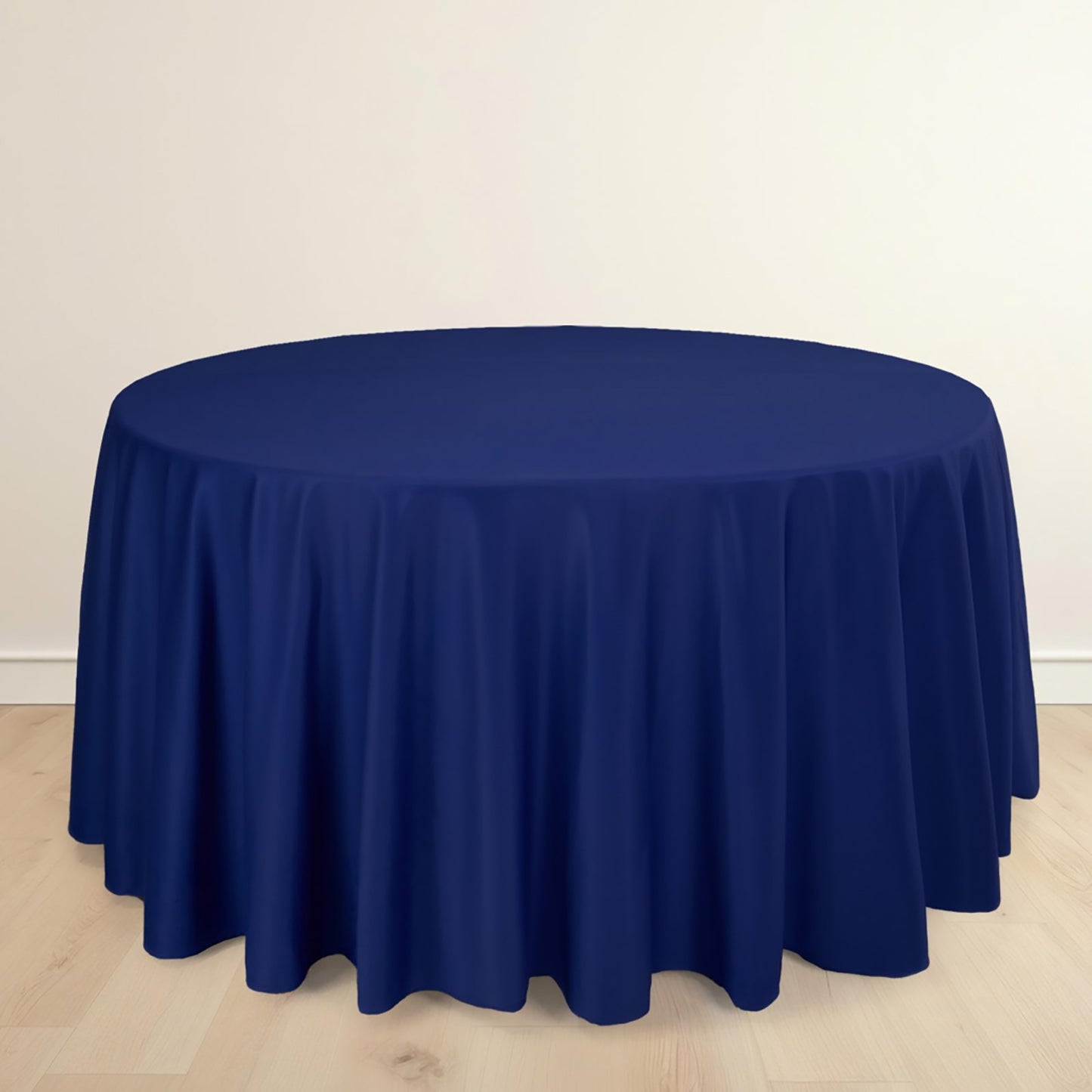 120" Navy Blue Scuba Wrinkle Free Round Tablecloth, Seamless Scuba Polyester Tablecloth