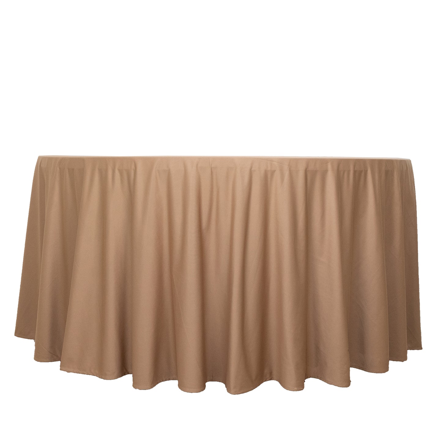 120" Nude Premium Scuba Wrinkle Free Round Tablecloth, Seamless Scuba Polyester Tablecloth