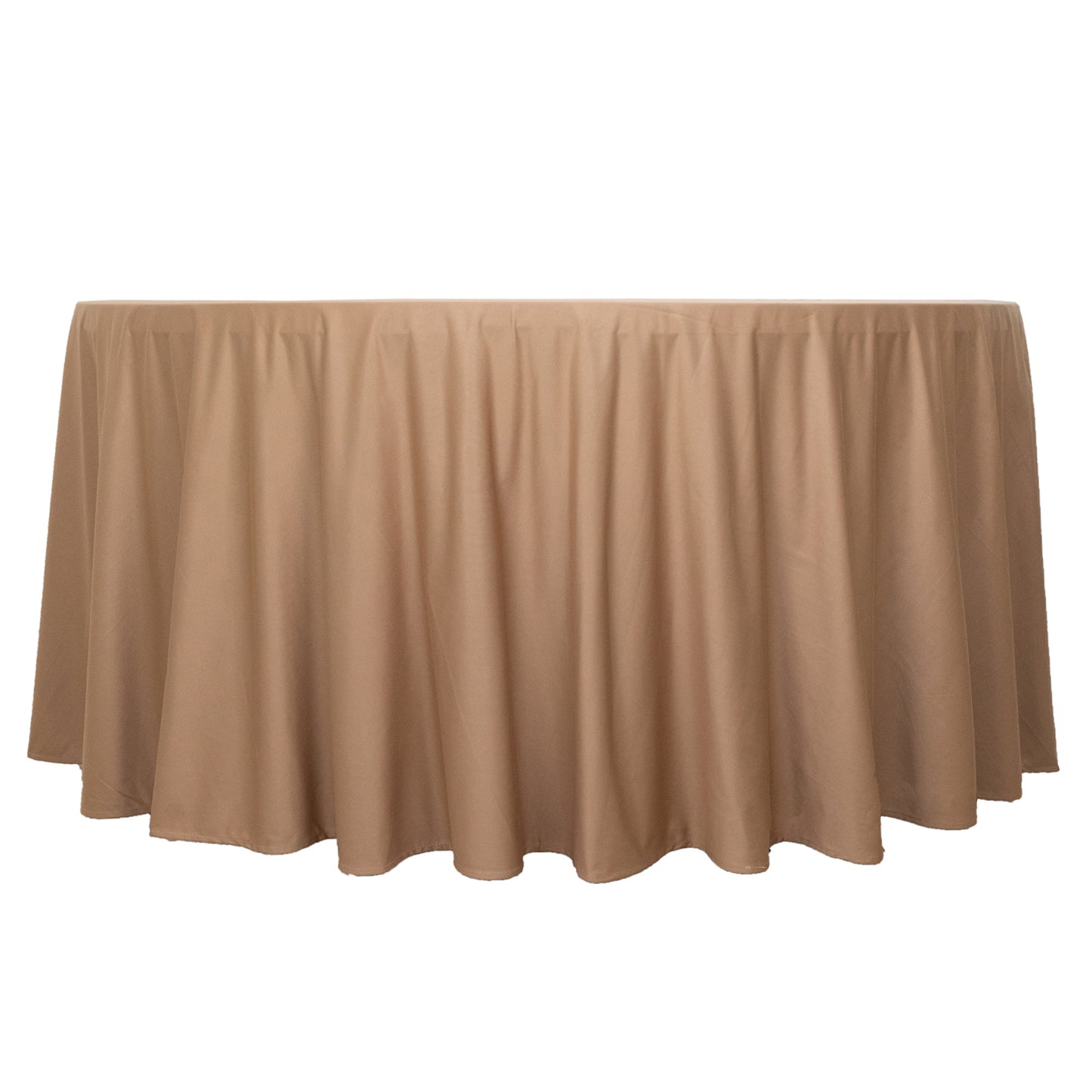 120" Nude Premium Scuba Wrinkle Free Round Tablecloth, Seamless Scuba Polyester Tablecloth