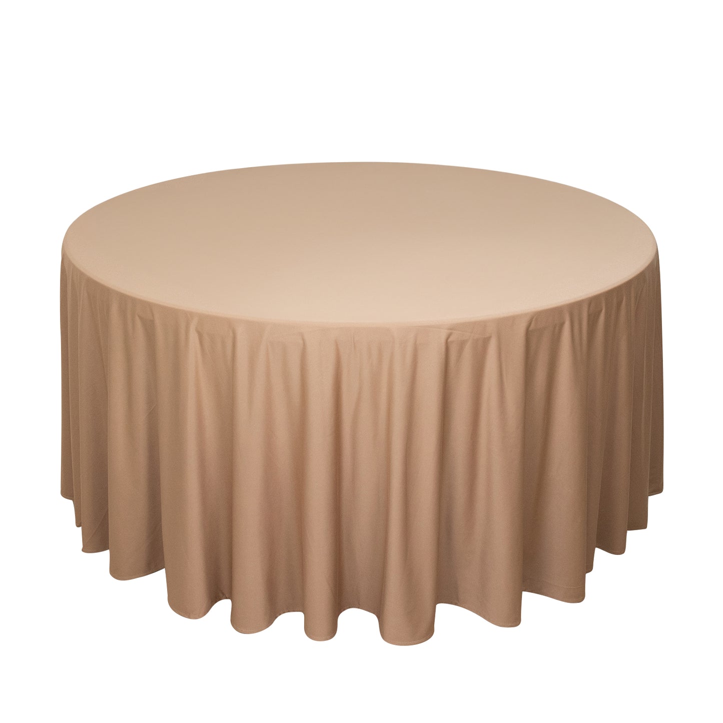 120" Nude Premium Scuba Wrinkle Free Round Tablecloth, Seamless Scuba Polyester Tablecloth