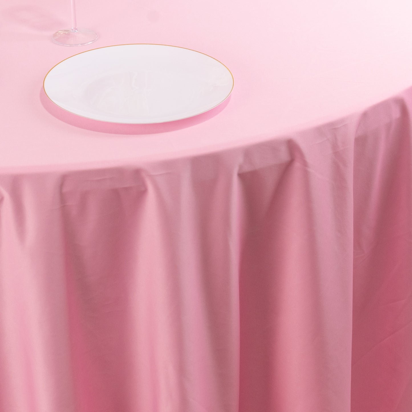 120" Pink Scuba Wrinkle Free Round Tablecloth, Seamless Scuba Polyester Tablecloth for 5 Foot Table With Floor-Length Drop