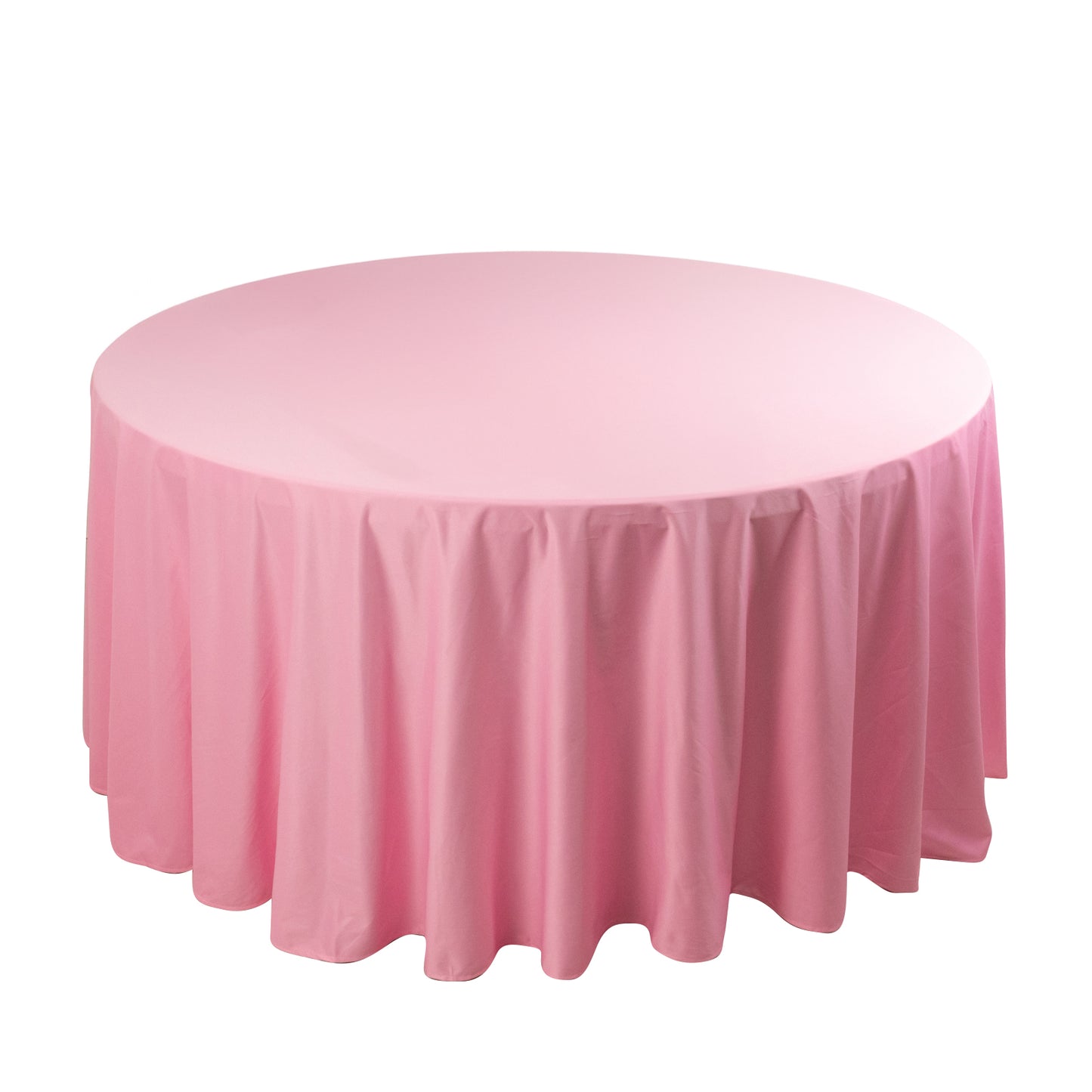 120" Pink Scuba Wrinkle Free Round Tablecloth, Seamless Scuba Polyester Tablecloth for 5 Foot Table With Floor-Length Drop