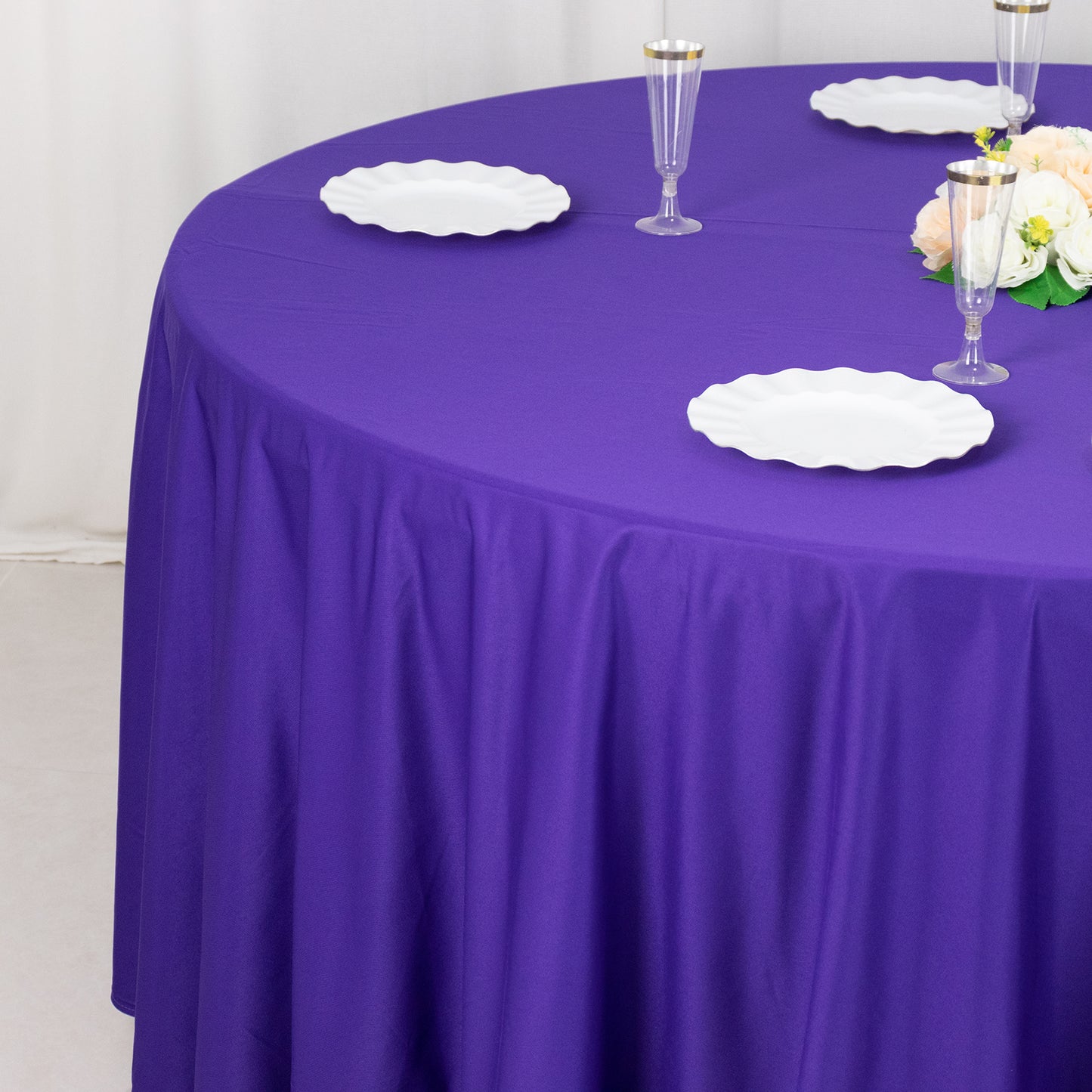 120" Purple Premium Scuba Wrinkle Free Round Tablecloth, Seamless Scuba Polyester Tablecloth