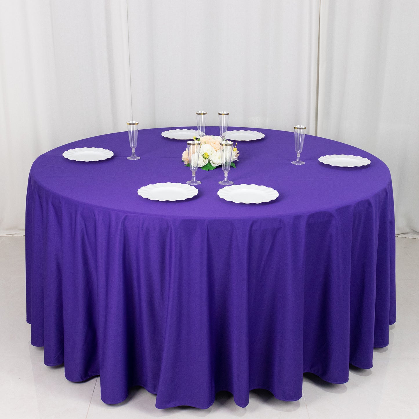 120" Purple Premium Scuba Wrinkle Free Round Tablecloth, Seamless Scuba Polyester Tablecloth