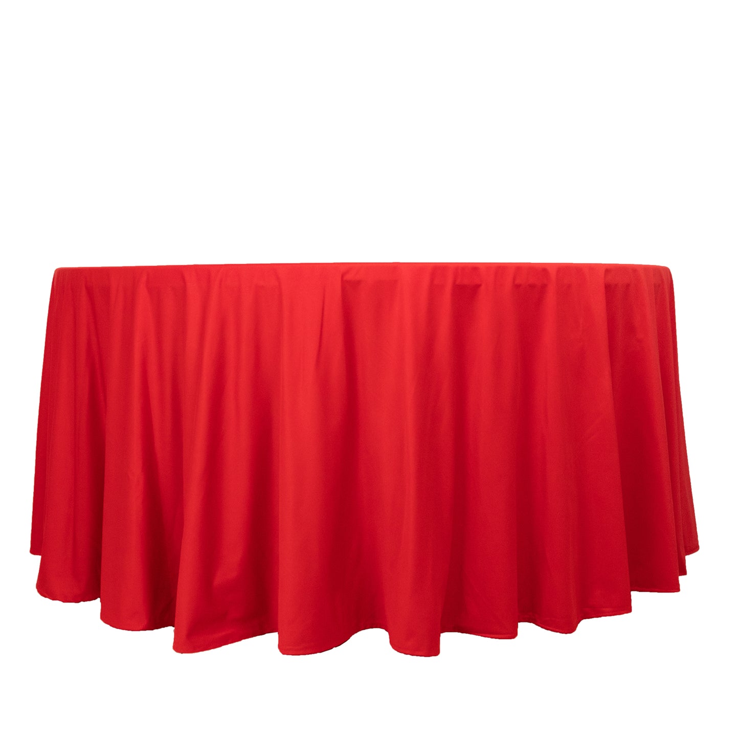 120" Red Premium Scuba Wrinkle Free Round Tablecloth, Seamless Scuba Polyester Tablecloth