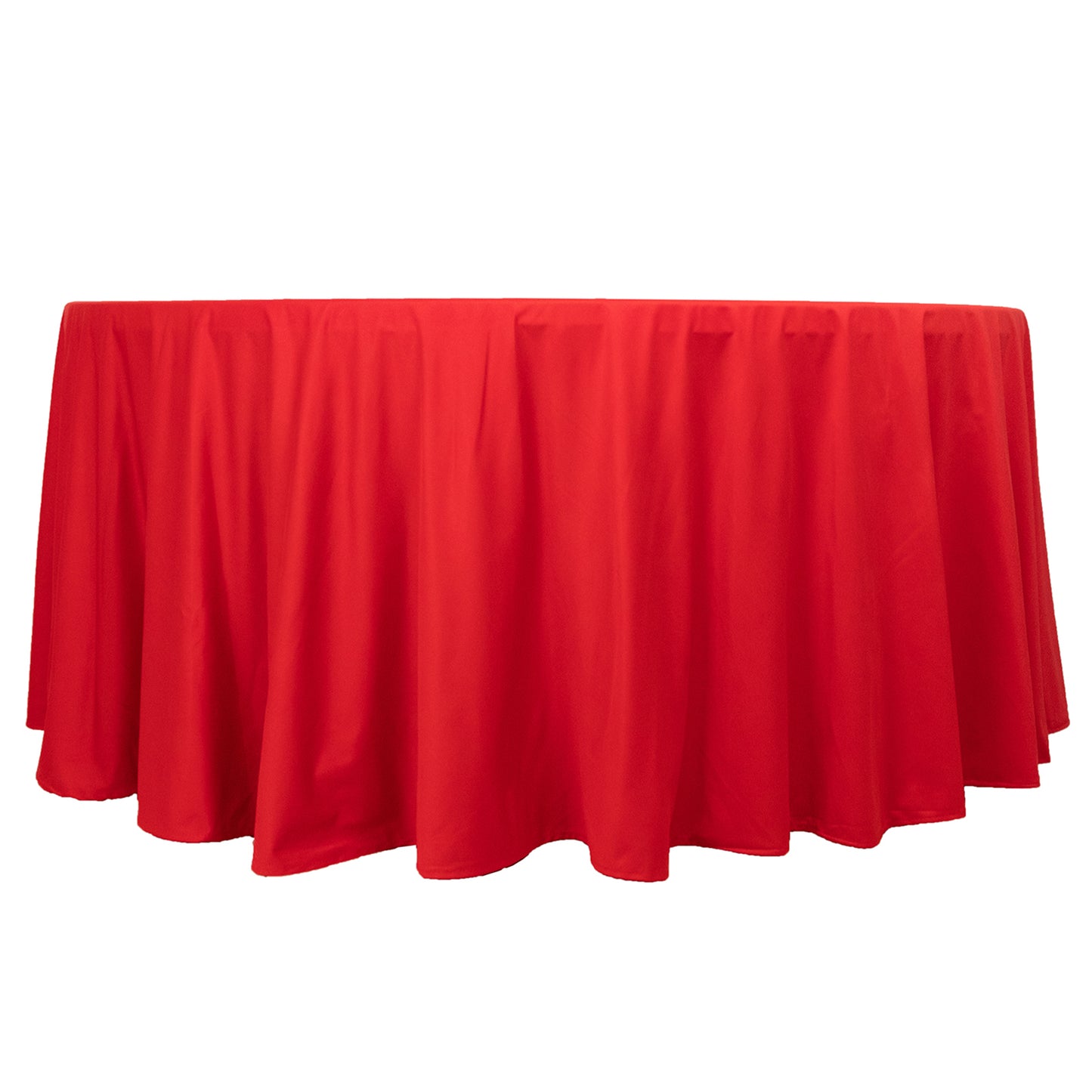 120" Red Premium Scuba Wrinkle Free Round Tablecloth, Seamless Scuba Polyester Tablecloth