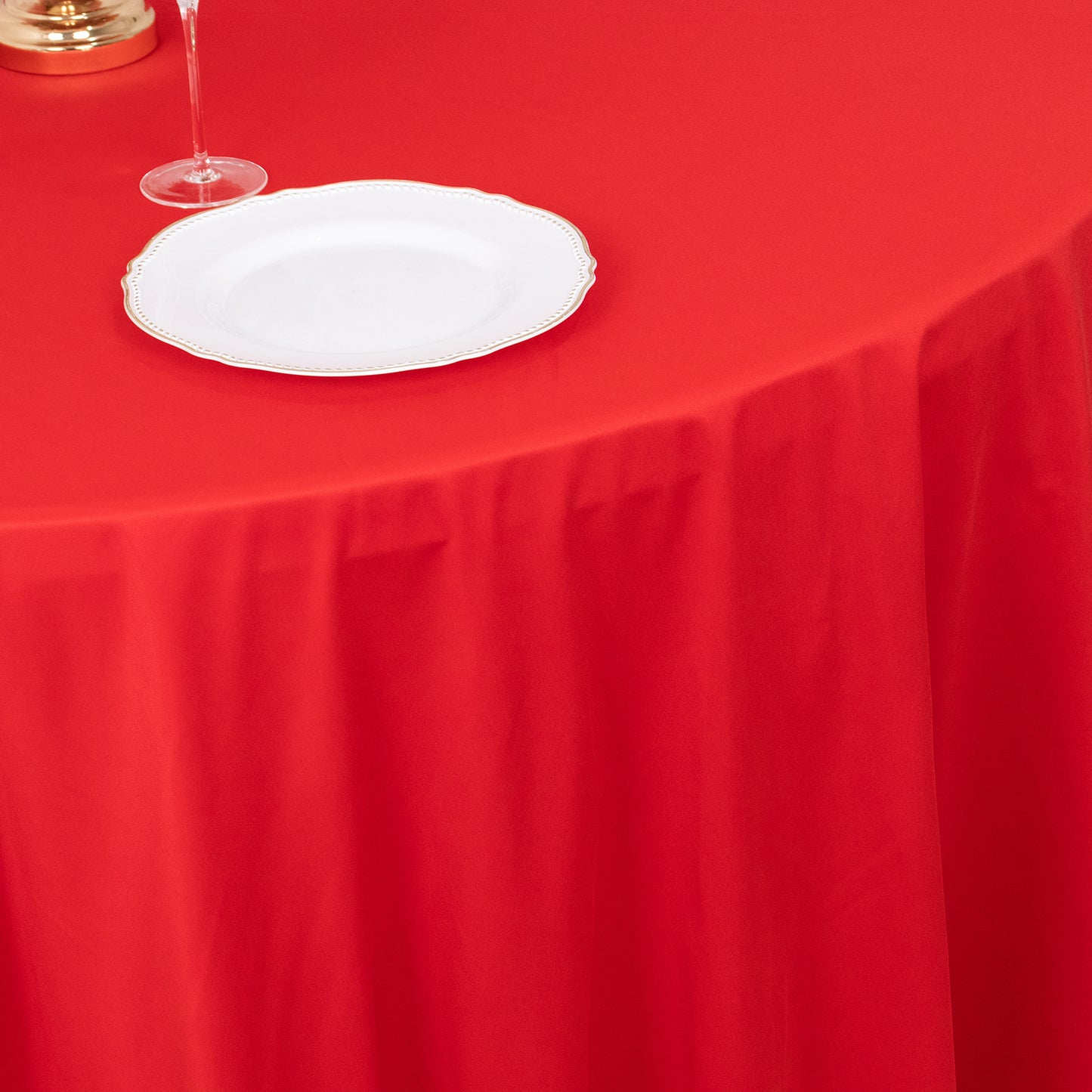 120" Red Premium Scuba Wrinkle Free Round Tablecloth, Seamless Scuba Polyester Tablecloth