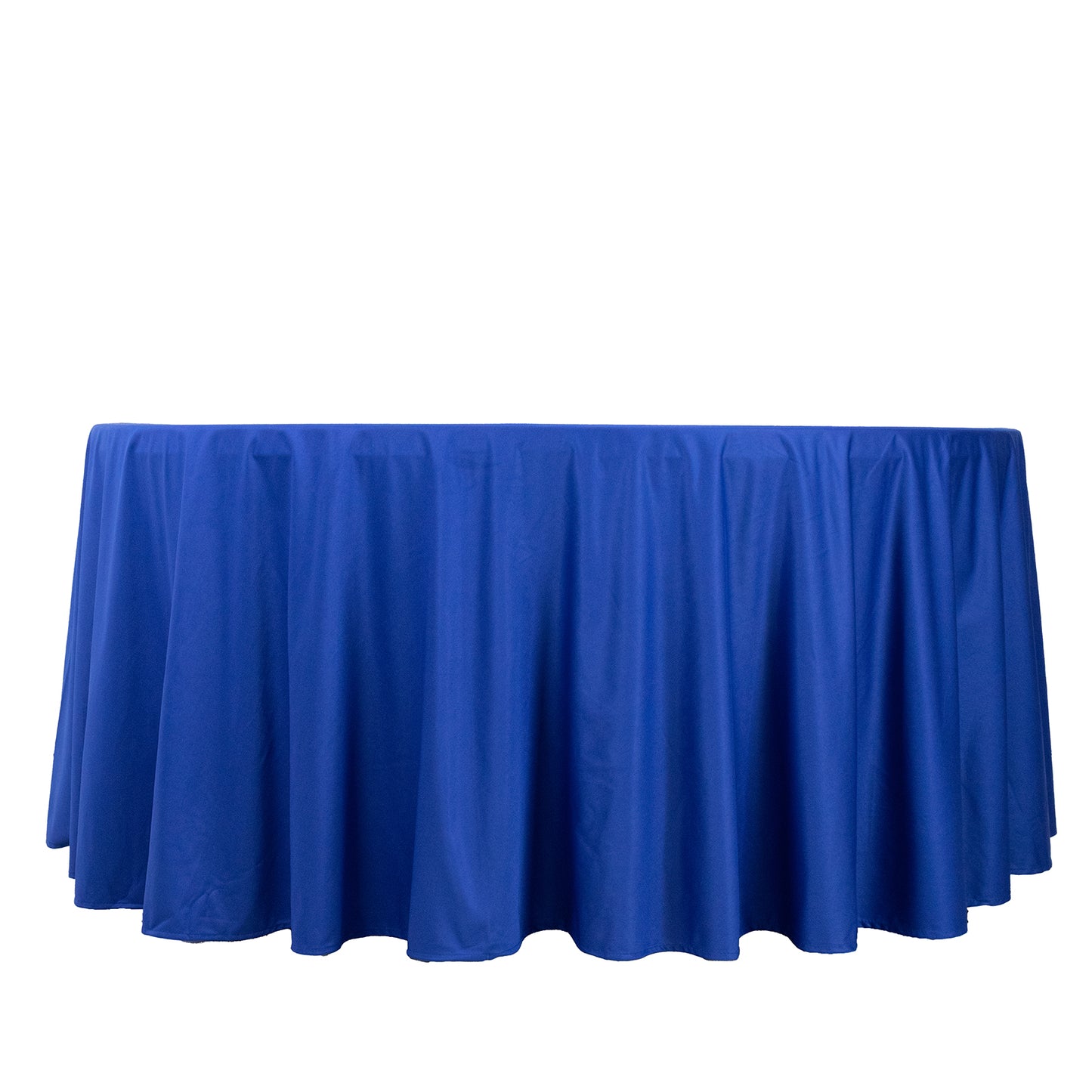 120" Royal Blue Premium Scuba Wrinkle Free Round Tablecloth, Seamless Scuba Polyester Tablecloth