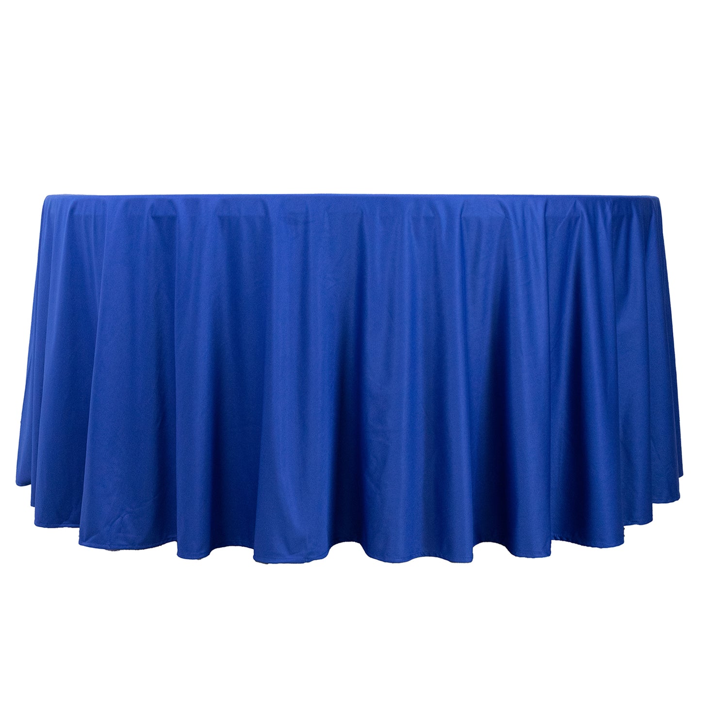 120" Royal Blue Premium Scuba Wrinkle Free Round Tablecloth, Seamless Scuba Polyester Tablecloth