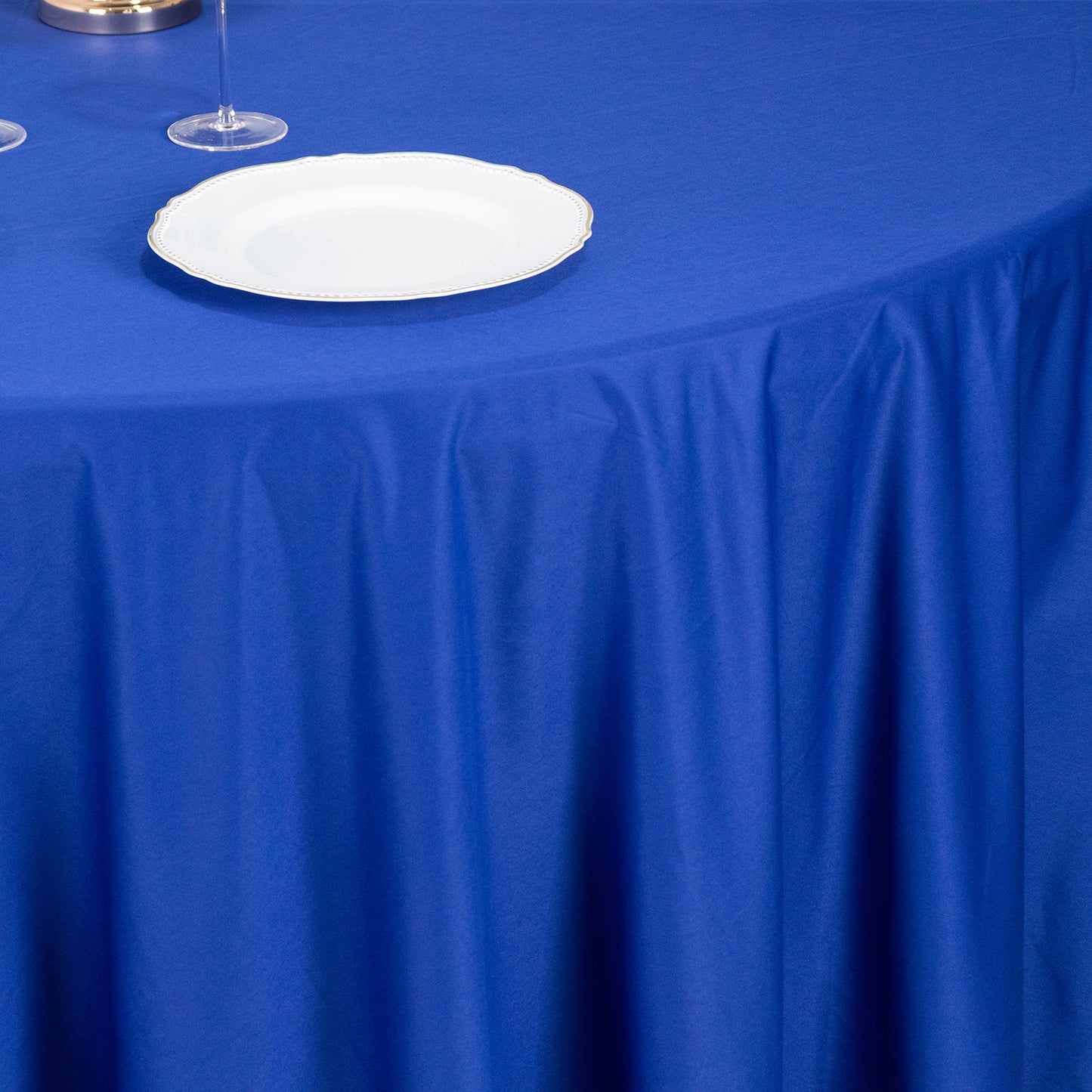 120" Royal Blue Premium Scuba Wrinkle Free Round Tablecloth, Seamless Scuba Polyester Tablecloth