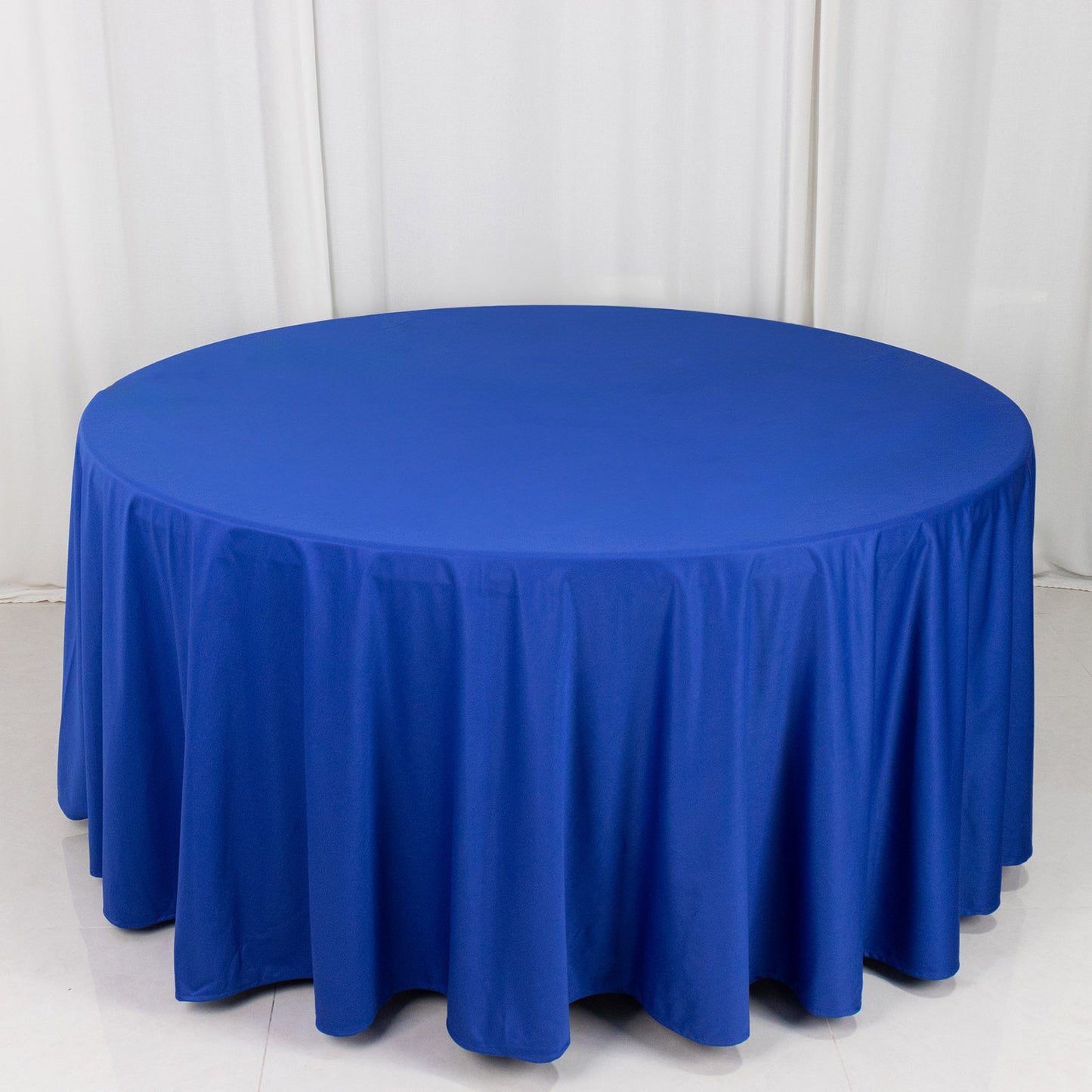 120" Royal Blue Premium Scuba Wrinkle Free Round Tablecloth, Seamless Scuba Polyester Tablecloth