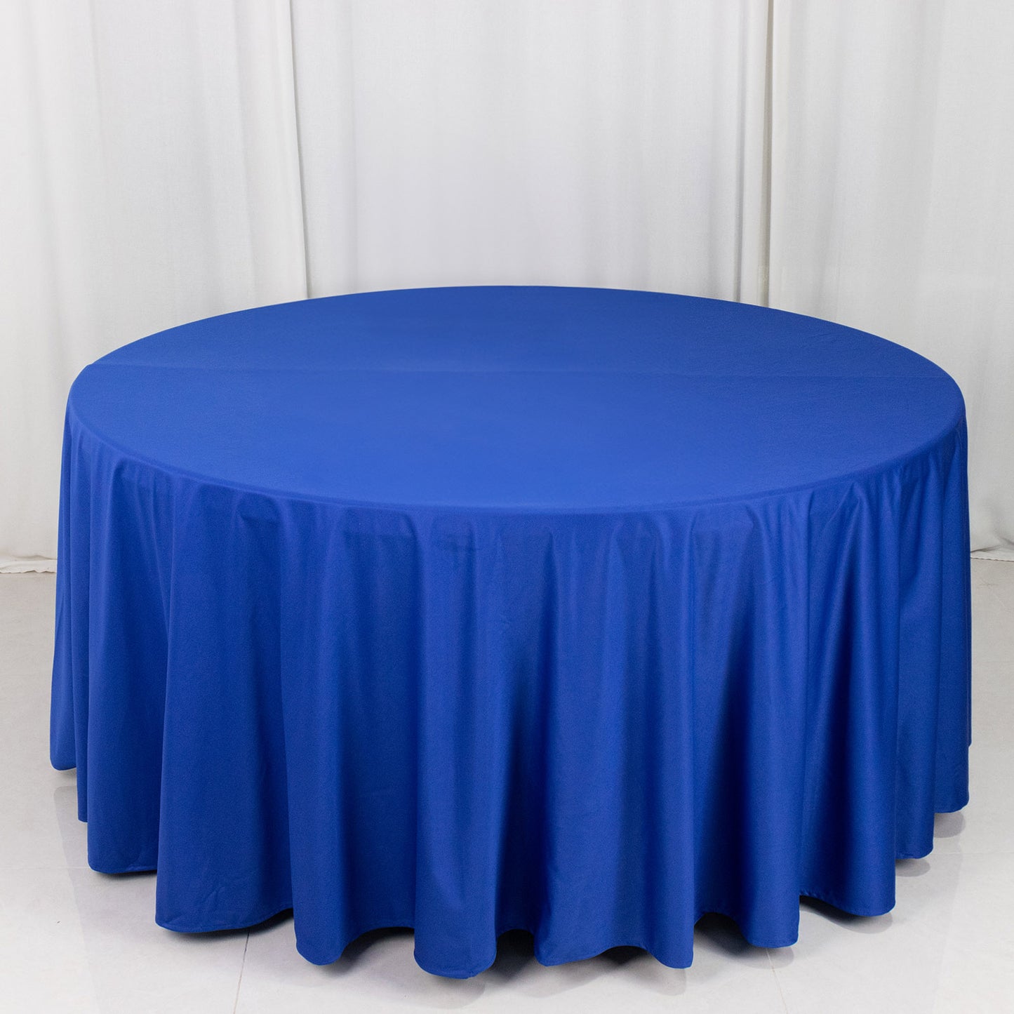 120" Royal Blue Premium Scuba Wrinkle Free Round Tablecloth, Seamless Scuba Polyester Tablecloth