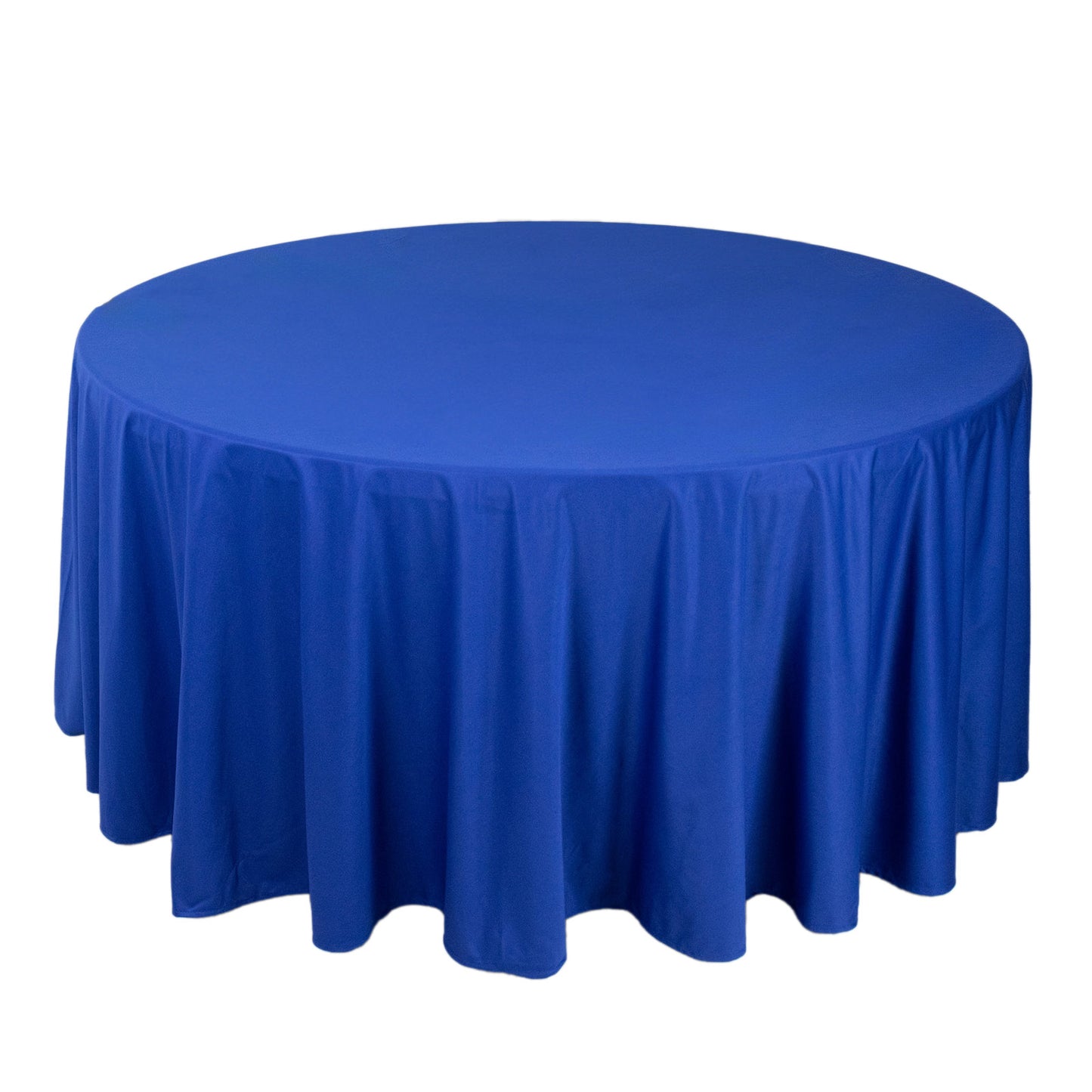 120" Royal Blue Premium Scuba Wrinkle Free Round Tablecloth, Seamless Scuba Polyester Tablecloth