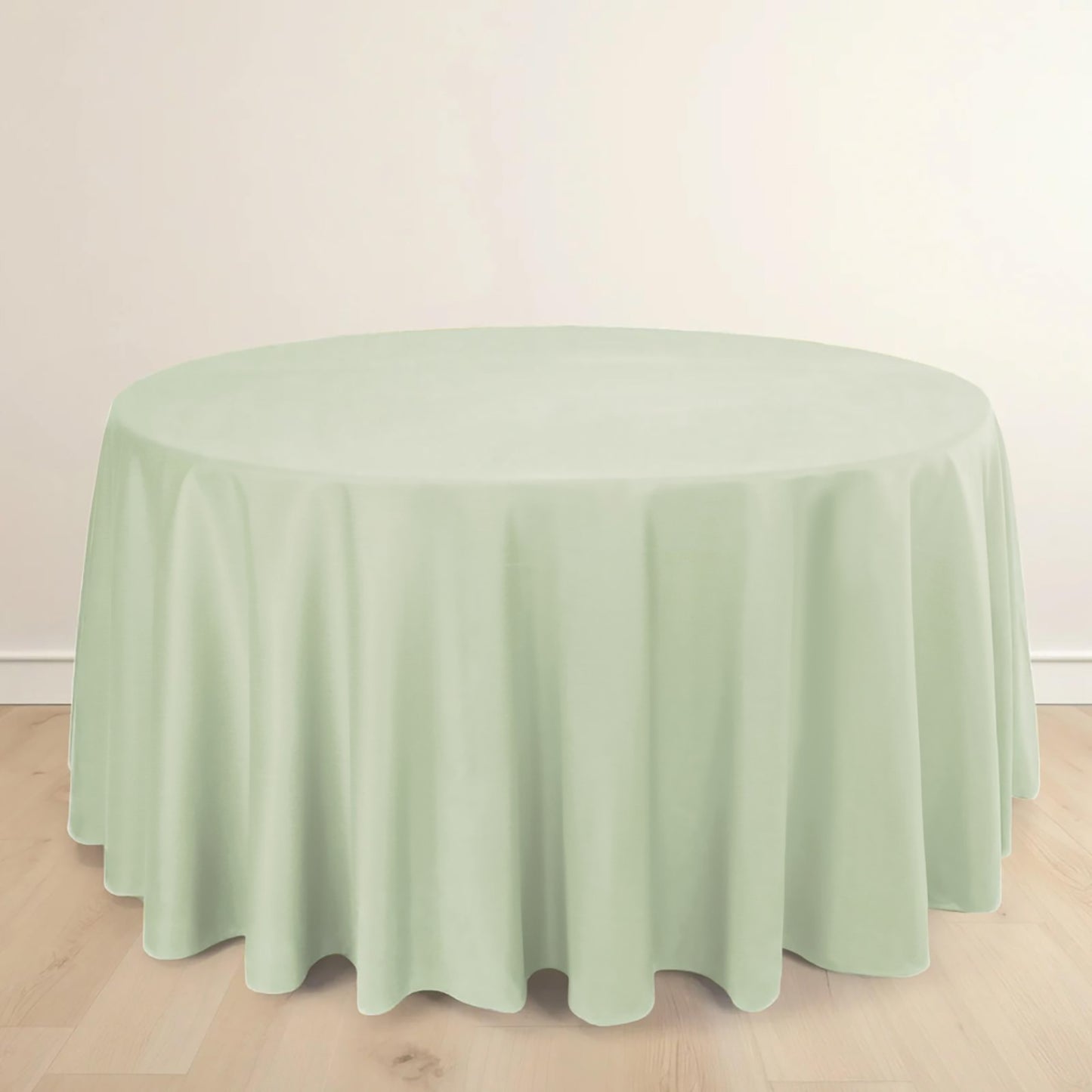 120" Sage Green Scuba Wrinkle Free Round Tablecloth, Seamless Scuba Polyester Tablecloth