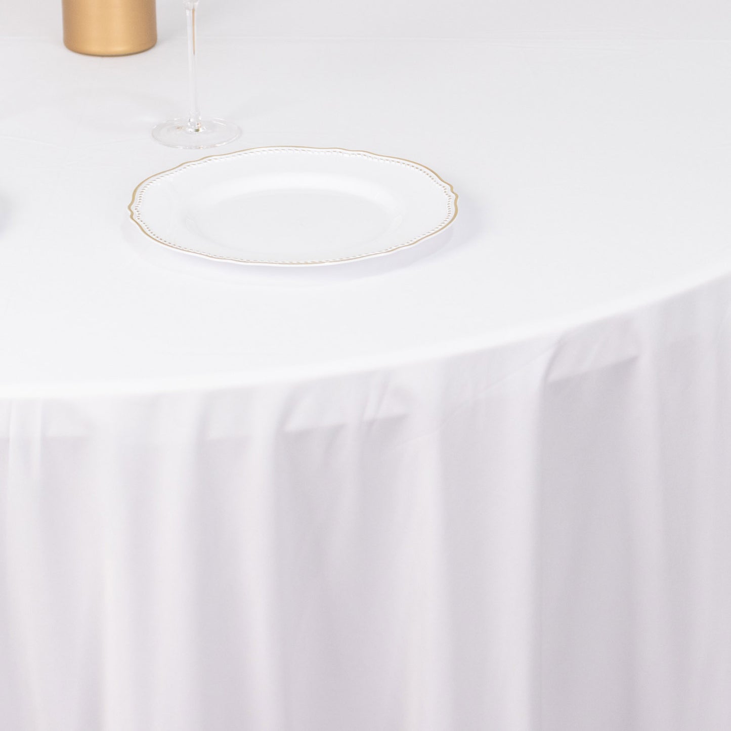 120" White Premium Scuba Wrinkle Free Round Tablecloth, Seamless Scuba Polyester Tablecloth