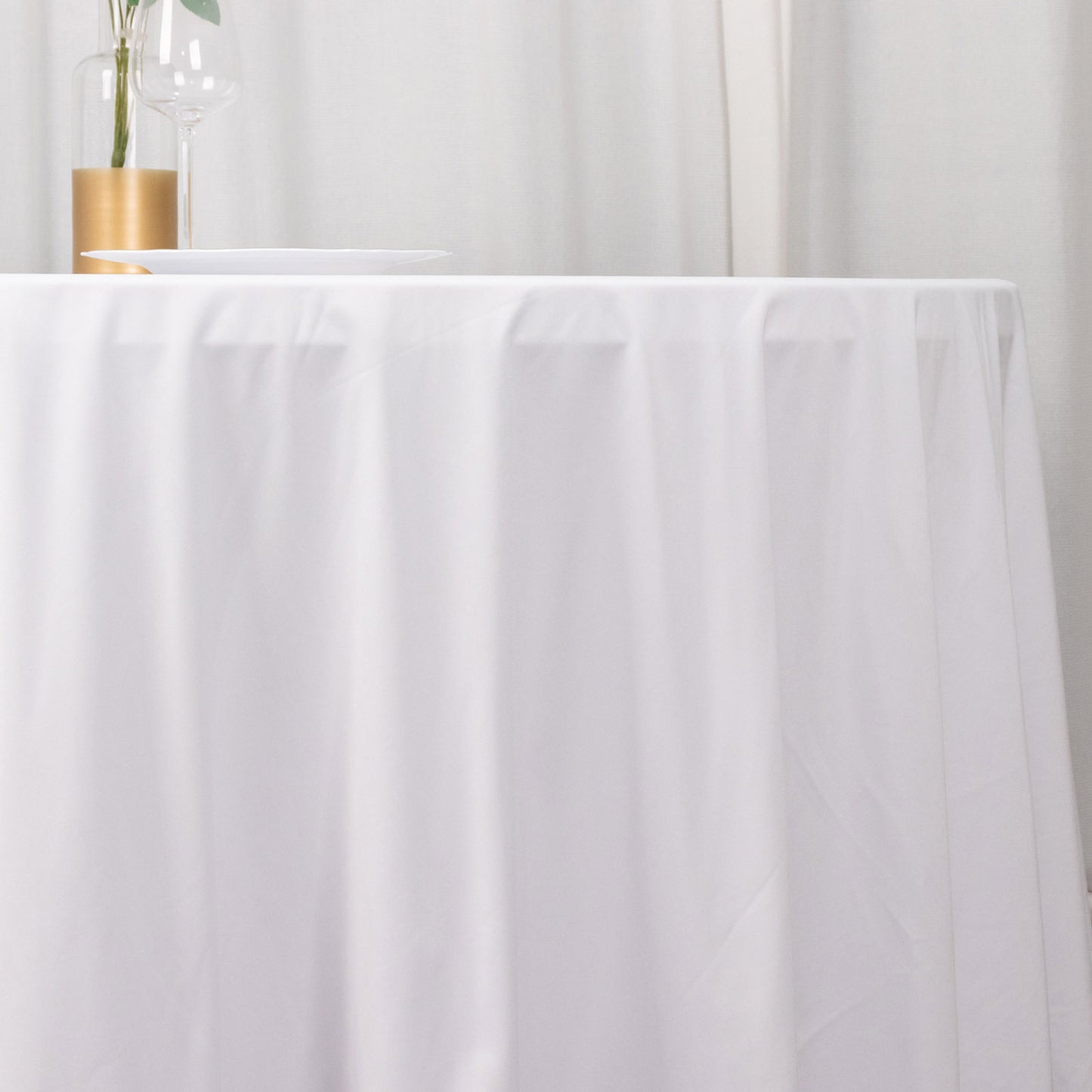 120" White Premium Scuba Wrinkle Free Round Tablecloth, Seamless Scuba Polyester Tablecloth