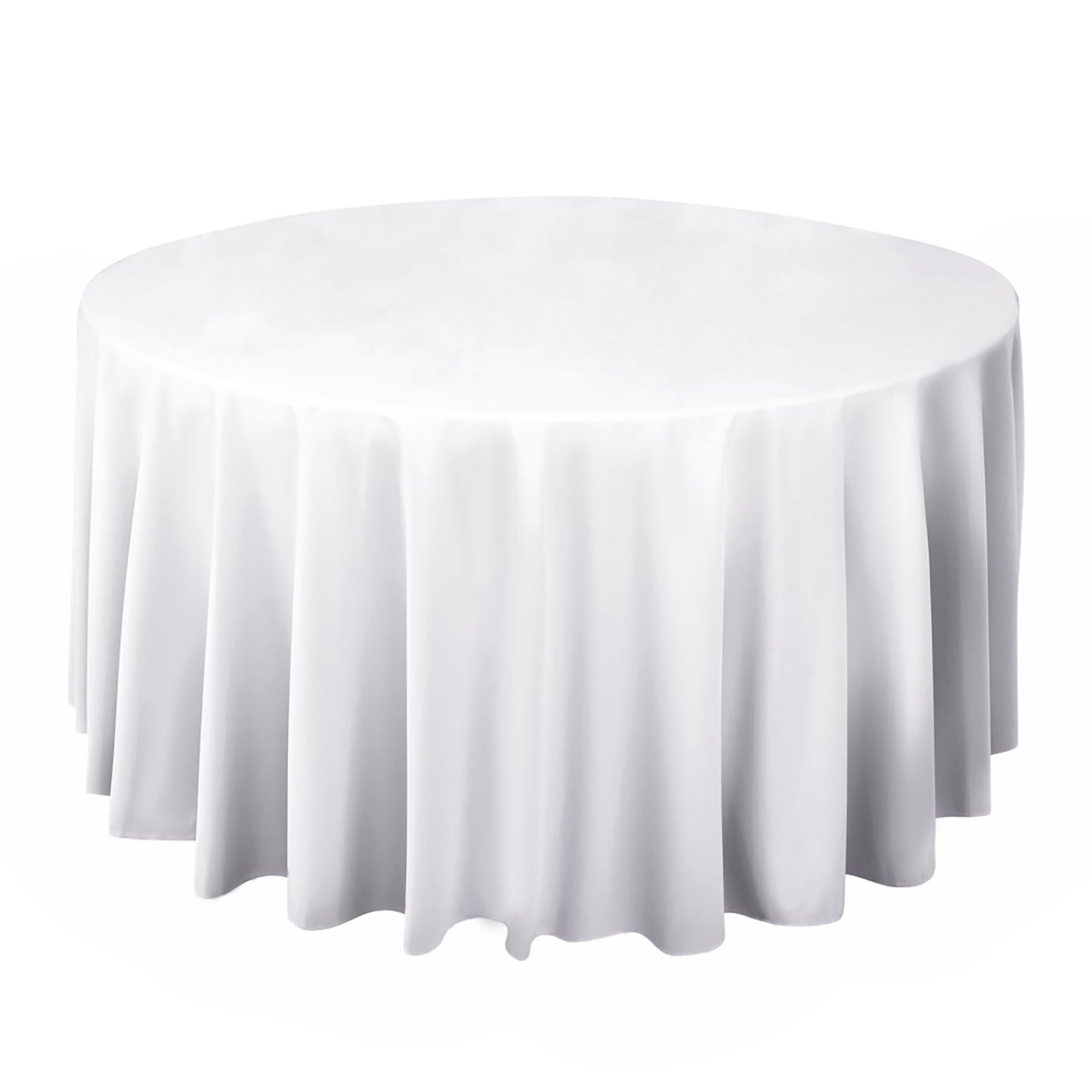 120" White Scuba Wrinkle Free Round Tablecloth, Seamless Scuba Polyester Tablecloth