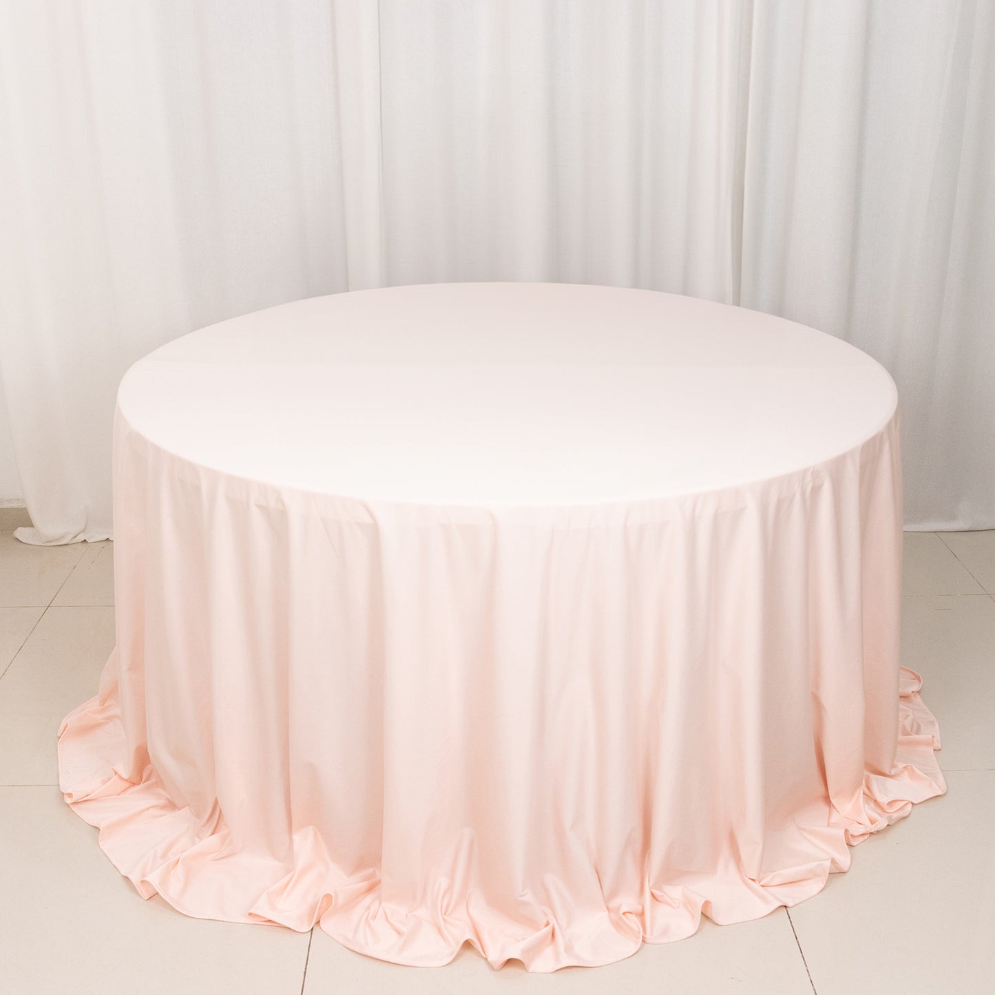 132" Blush Premium Scuba Wrinkle Free Round Tablecloth, Seamless Scuba Polyester Tablecloth