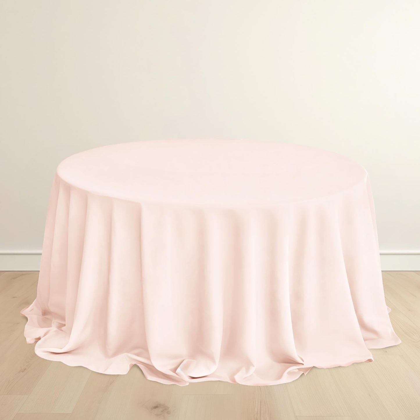 132" Blush Scuba Wrinkle Free Round Tablecloth, Seamless Scuba Polyester Tablecloth