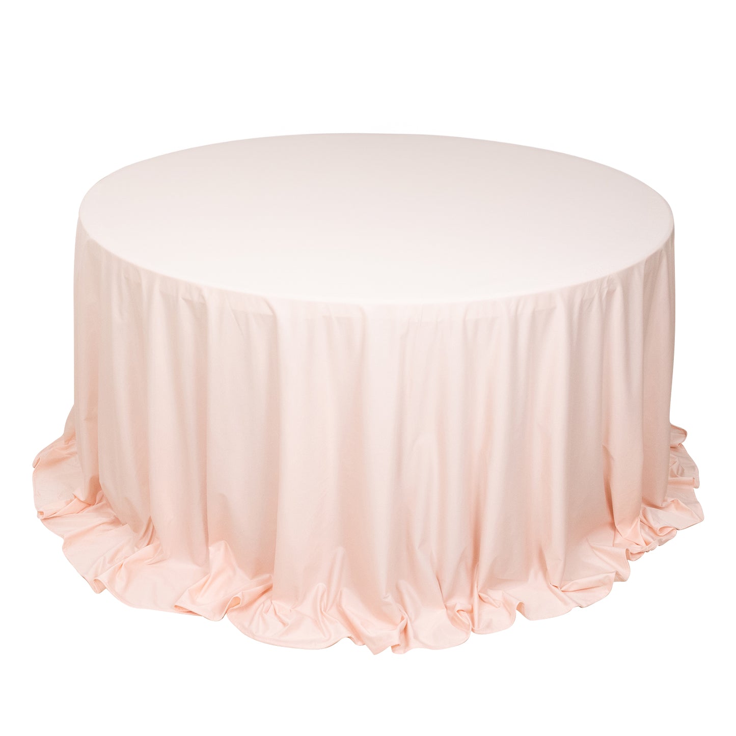 132" Blush Premium Scuba Wrinkle Free Round Tablecloth, Seamless Scuba Polyester Tablecloth